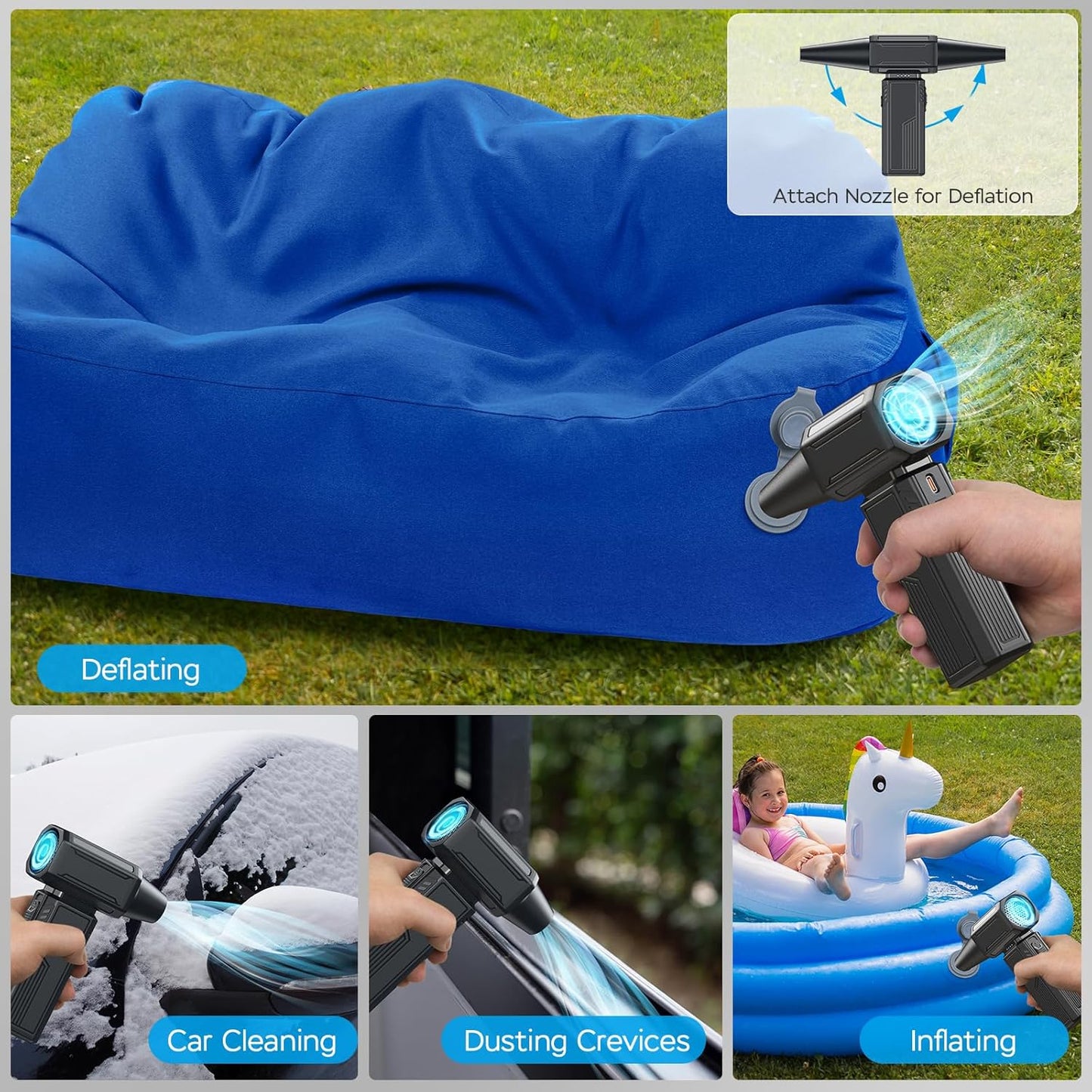 Compressed Air Duster,130000RPM Electric Duster,Stepless Speed Mini Air Blower,Replace Canned Air Duster,Cordless Rechargeable Jet Fan Blower for Keyboard Computer Car Cleaning Dry-Dark Gray