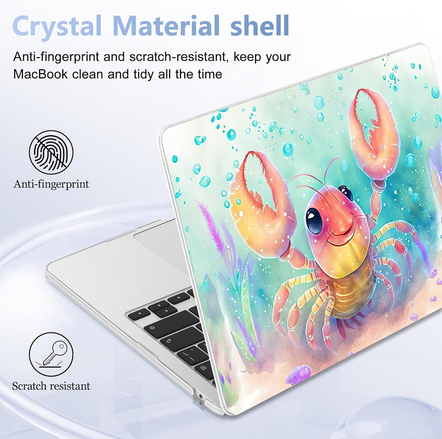 Case for MacBook Air 15 Inch 2025 2024 2023 Release M4 A3241 M3 A3114 M2 A2941, Hard Shell with Screen Protector & Keyboard Cover, Compatible with Touch ID, Shrimp