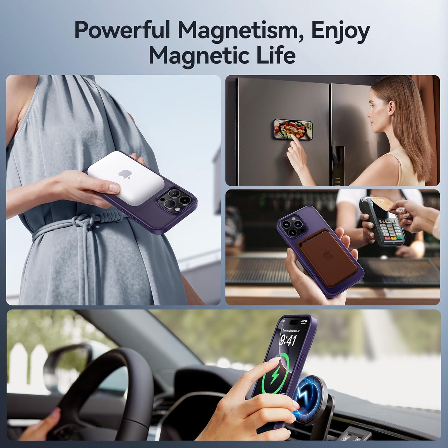 CASEKOO Designed for iPhone 16 Pro Max Case with Magnetic Invisible Stand [Military Drop Protection] [Compatible with MagSafe] Shockproof Slim Translucent Matte Promax Case 6.9 Inch, Purple