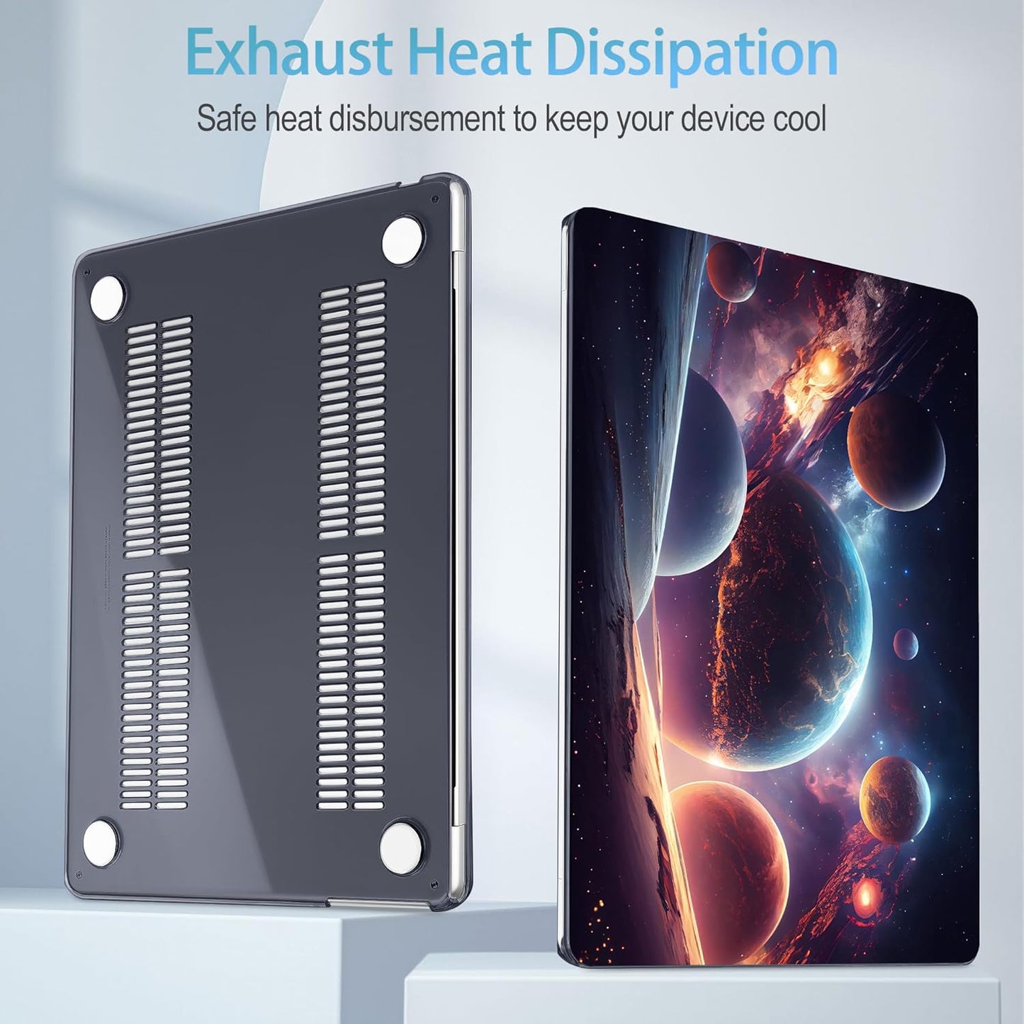 Mektron for 2025 M4 MacBook Air 13.6 Inch A3240 Case Fits 2023 A2681 M2 2024 A3113 M3 Chip with Liquid Retina Display Touch ID, Printed Plastic Hard Shell Cover for MacBook Air 13.6", Planets