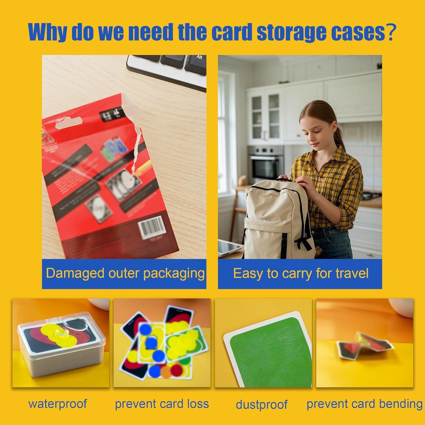 4 Pcs [Large Size] Playing Card Case, for Go Fish/Old Maid/Oracle Card/Other Larger Than Standard Size Cards, Plastic Clear Card Deck Box Storage, 4 1/2" × 3 1/4" × 1 1/8" (NO Cards)