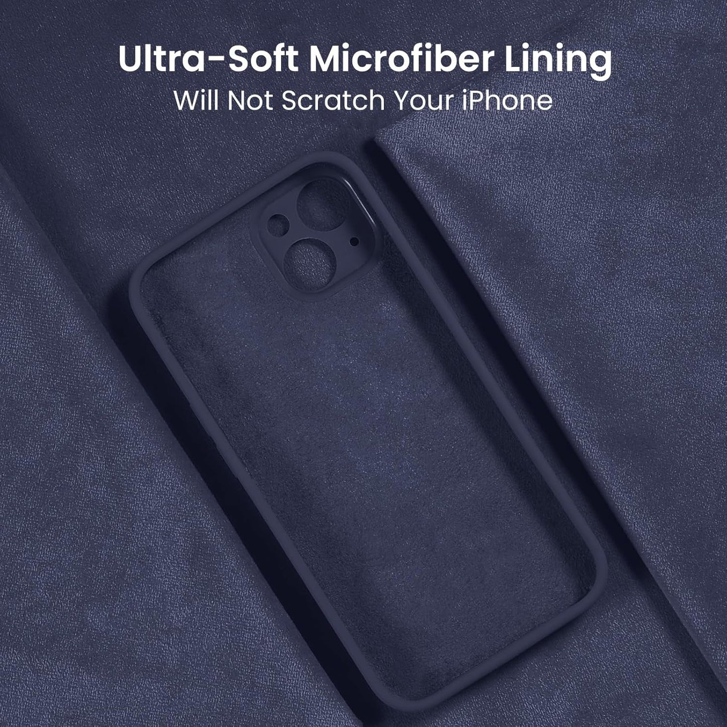 FireNova Designed for iPhone 15 Case, Silicone Upgraded [Camera Protection] Phone Case with [2 Screen Protectors], Soft Anti-Scratch Microfiber Lining Inside, 6.1 inch, Navy Blue