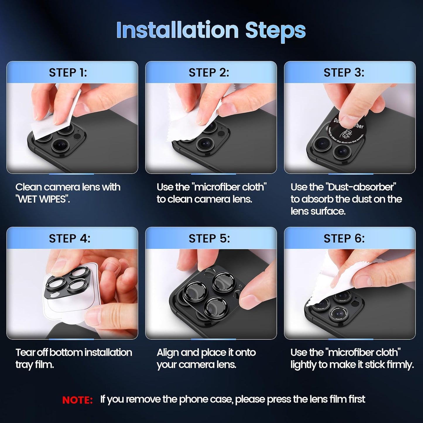 CACOE for iPhone 16/16 Plus Camera Lens Protector - Metal Frame Tempered Glass Cover, [Anti-Scratch] [Drop-Proof][Strong-Adhesion] Camera Screen Cover (Black)