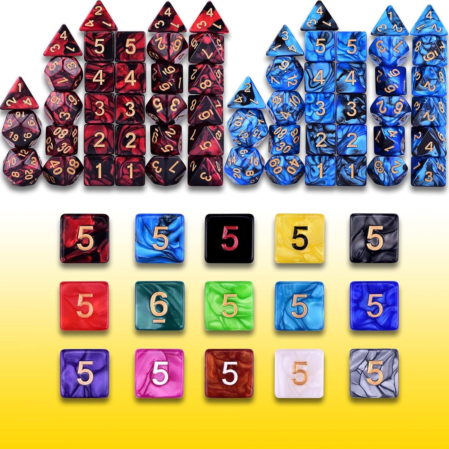Extended RPG Dice Set 15 x 31 Polyhedral Dice (465pcs) for DND Tabletop Role-Playing Games (15 Colors)