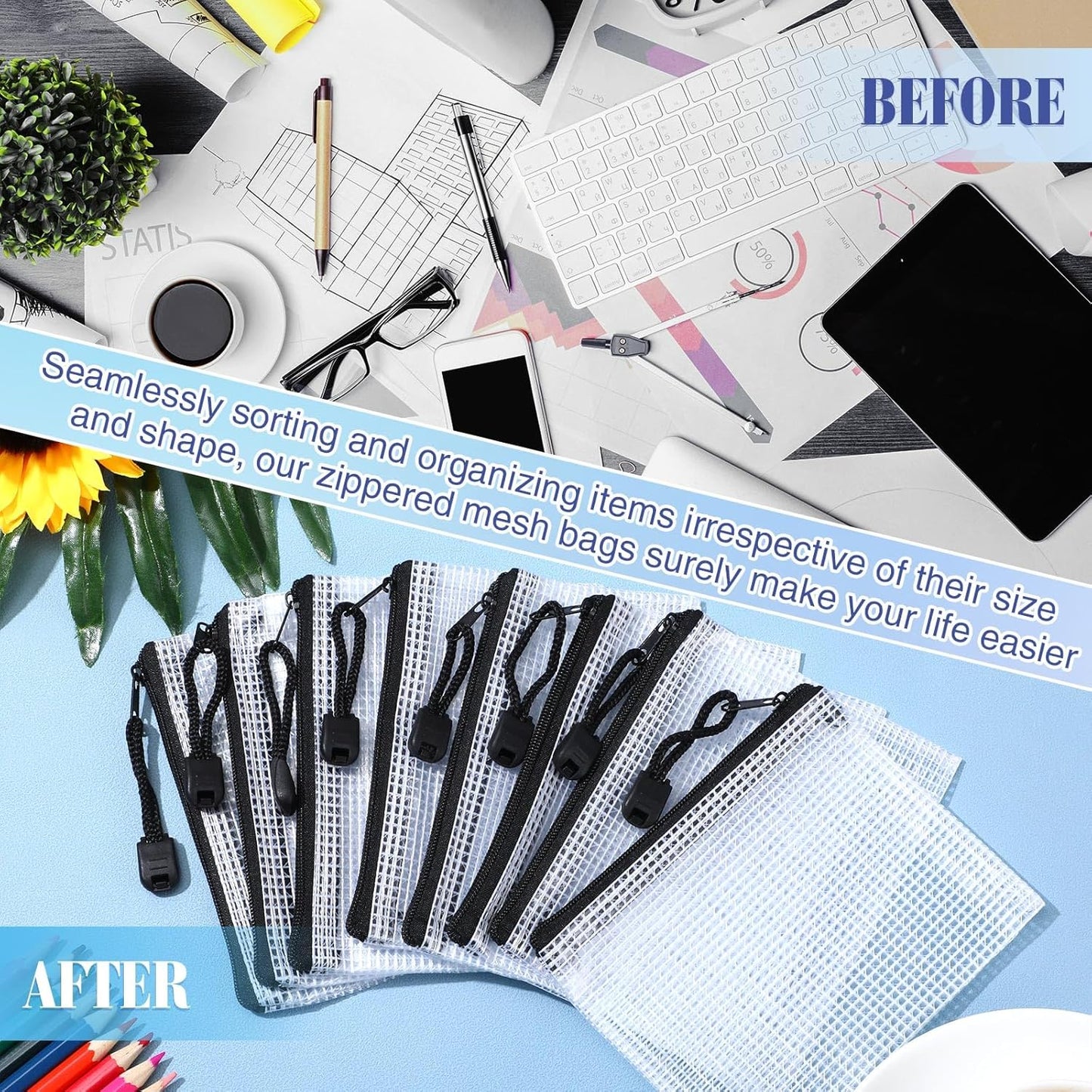 Jetec 32 Pcs Mesh Zipper Bags Toy Storage Bikini Organizer Bag Bolsas Para Guardar Trajes De Baño Waterproof Zipper Reusable Pouch Puzzle Multipurpose for Storage Office(Black,5.1 x 4.1 Inch)