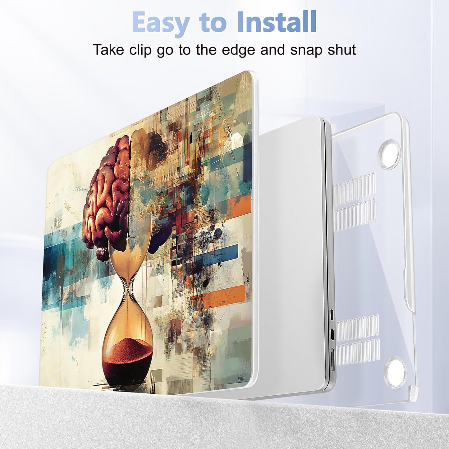 Case for MacBook Air 15 Inch 2025 2024 2023 Release M4 A3241 M3 A3114 M2 A2941, Hard Shell with Screen Protector & Keyboard Cover, Compatible with Touch ID, Brain & Hourglass