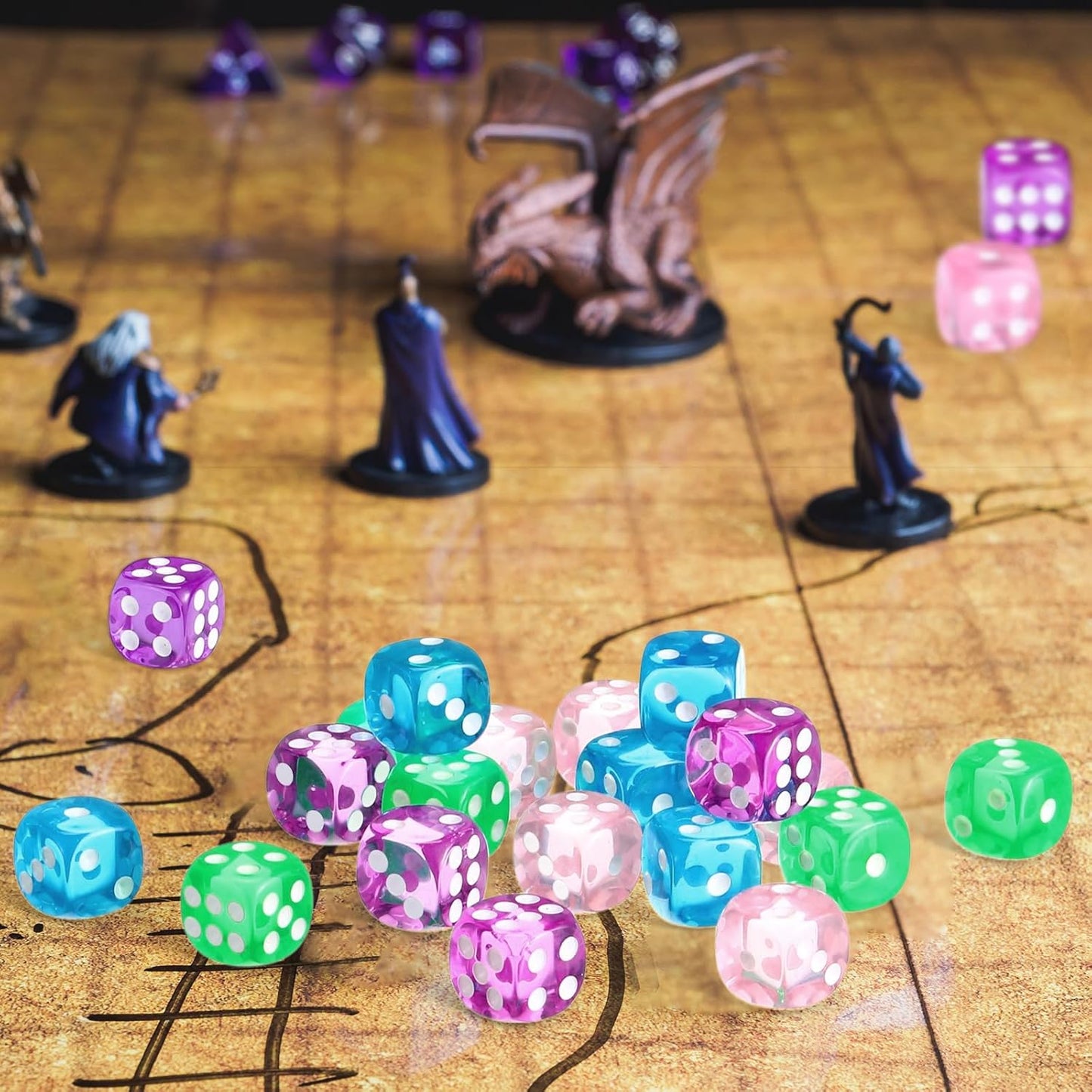 144 Pieces 12mm 6 Sided Mini Dice Set for School Classroom Table Games D6 Game Standard Dice with Portable Plastic Box for Teaching Math Learning(Translucent Color)