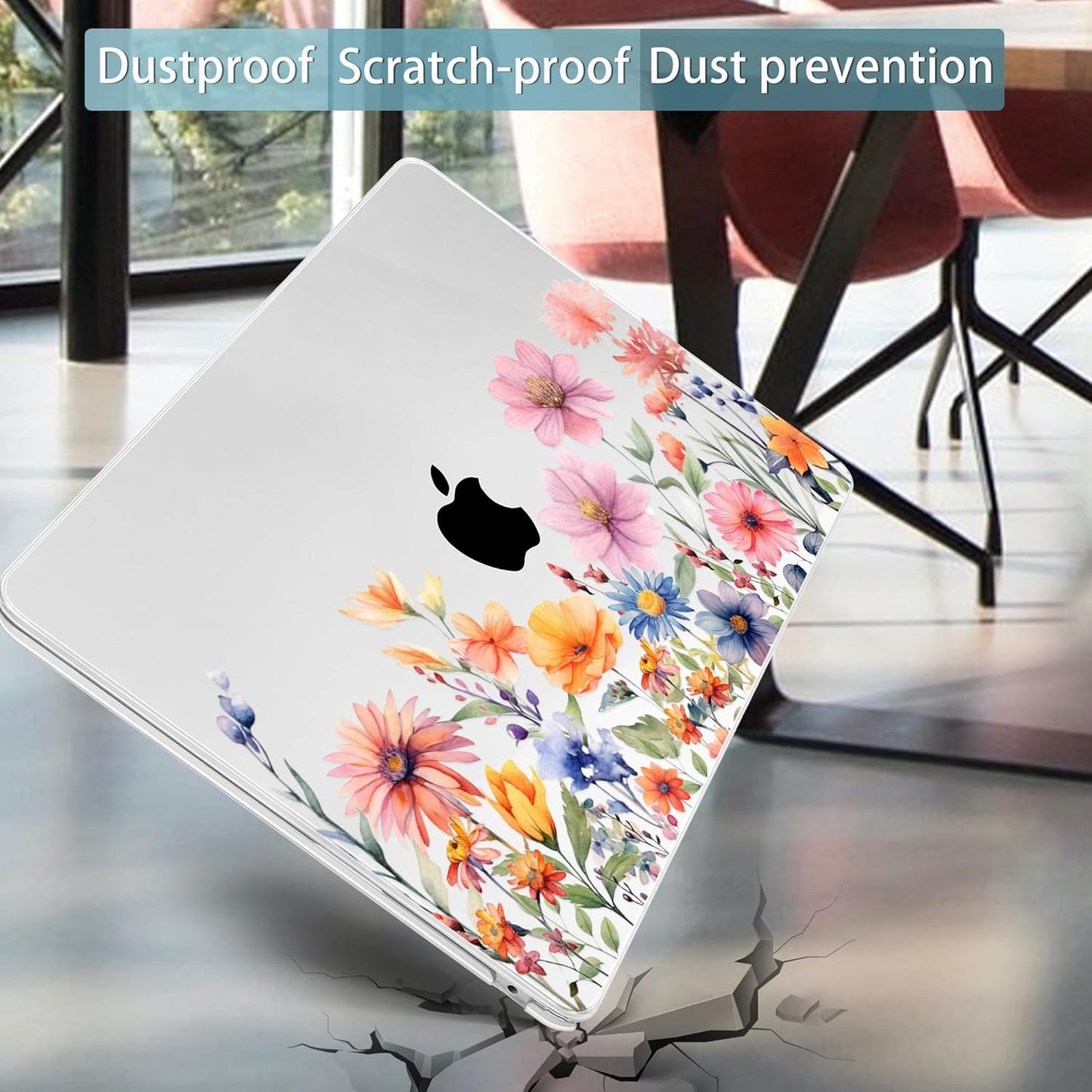 Mektron for 2025 M4 MacBook Air 13.6 Inch A3240 Case Fits 2023 A2681 M2 2024 A3113 M3 Chip with Liquid Retina Display Touch ID, Printed Plastic Hard Shell Cover for MacBook Air 13.6", Floral P165