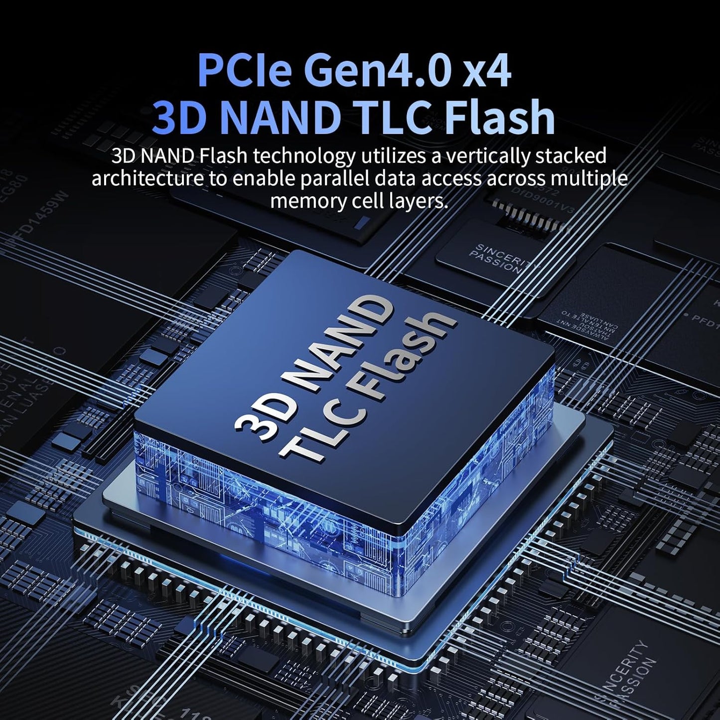 1TB SSD NVMe M.2 2280 PCIe Gen4 x4 Internal Solid State Drive - Up to 5000MB/s, 1TB SSD PS5 Dynamic SLC Cache, PS5 Compatible for Gaming PC Laptop(EN705)