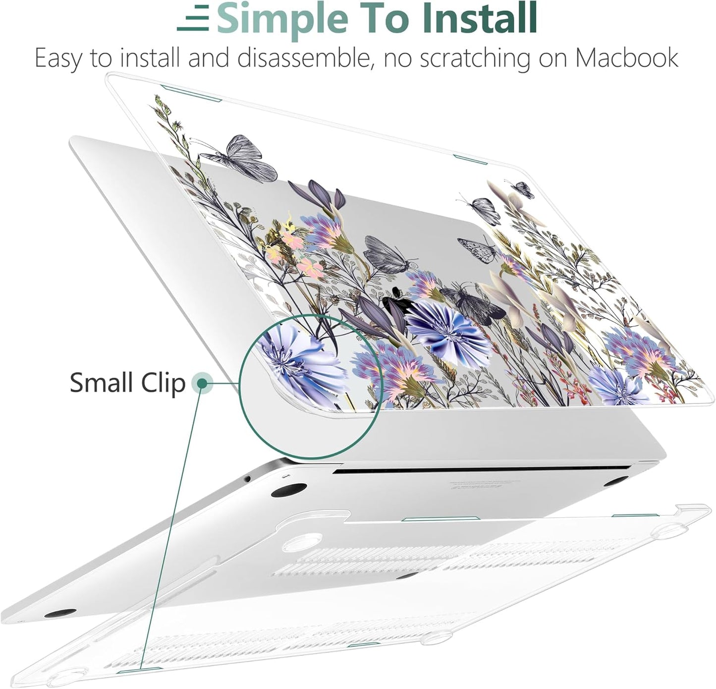 TWOLSKOO Compatible with MacBook Pro 13 inch Case 2023-2016 A2338 M2/M1 A2251 A2289 A2159 A1989 A1706, Plastic Hard Shell Cover & Keyboard Skin & Screen Protector, Garden Flower