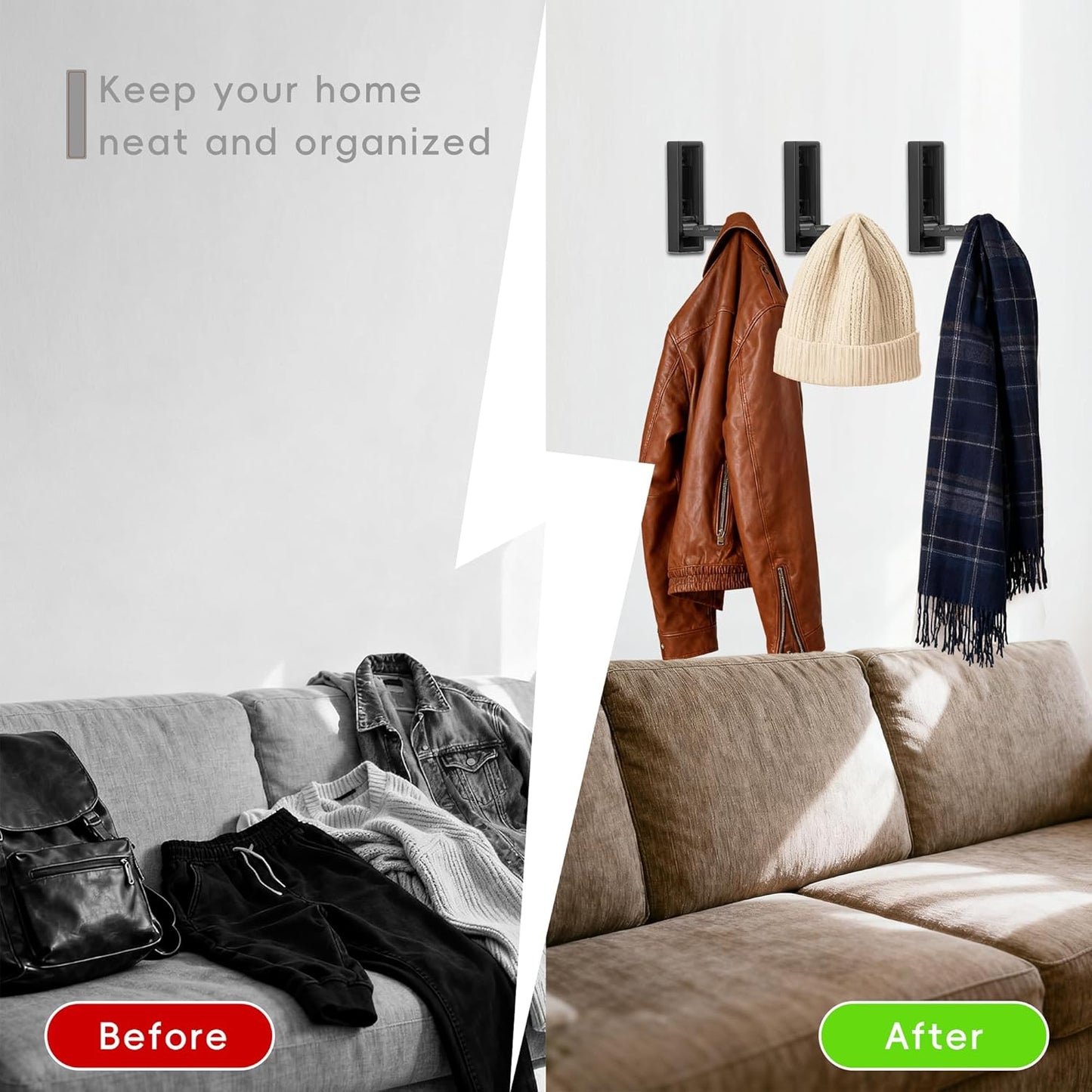 Folding Wall Hooks,4 Pack Rustproof Zinc Alloy Folding Coat Hooks,Heavy Duty Foldable Gold Wall Hooks for Hanging Clothes,Hat,Towel,Bathrobe,Key,Bag,Backpack (Black)