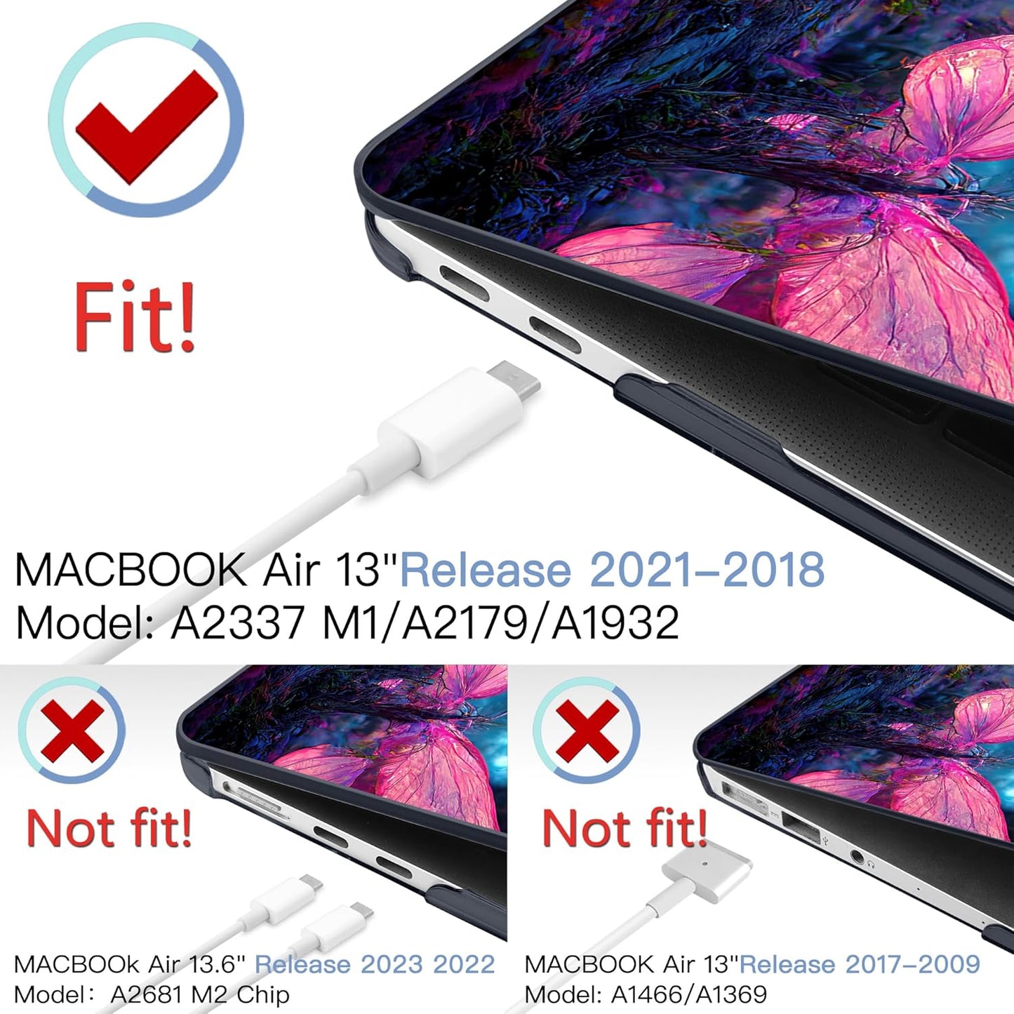 MEEgoodo for MacBook Air 13 inch Case 2021 2020 2019 2018 Released A2337 M1 A2179 A1932 with Touch ID, Plastic Hard Shell & Keyboard Cover Compatible with MacBook Air Case 13.3, Fantasy Forest