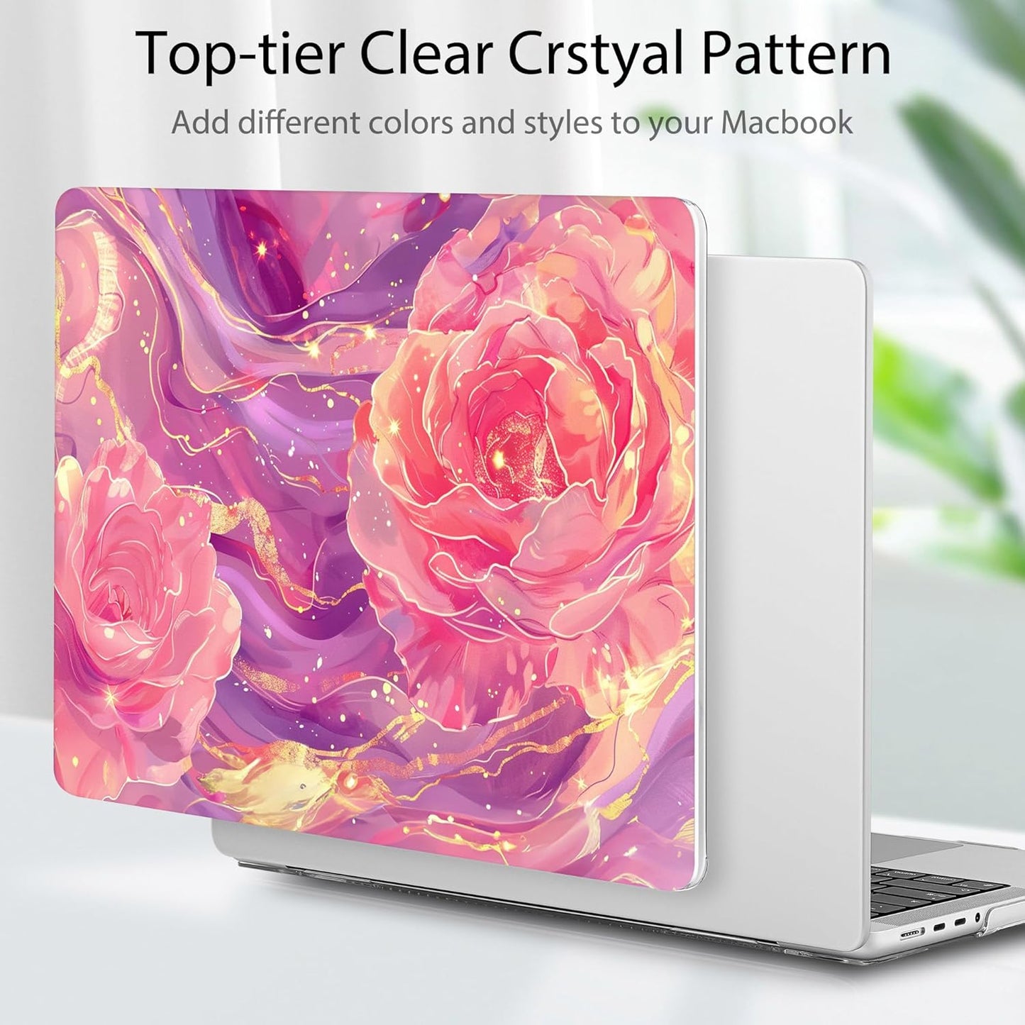 Tuiklol for MacBook Pro 14 Inch Case 2024-2021 Release M4 A3112 A3401 A3185/M3 A2918 A2992/M2 A2779/M1 A2442 Pro/Max,Hard Shell Case with Keyboard Cover & Screen Protector for Touch ID,Pink Roses