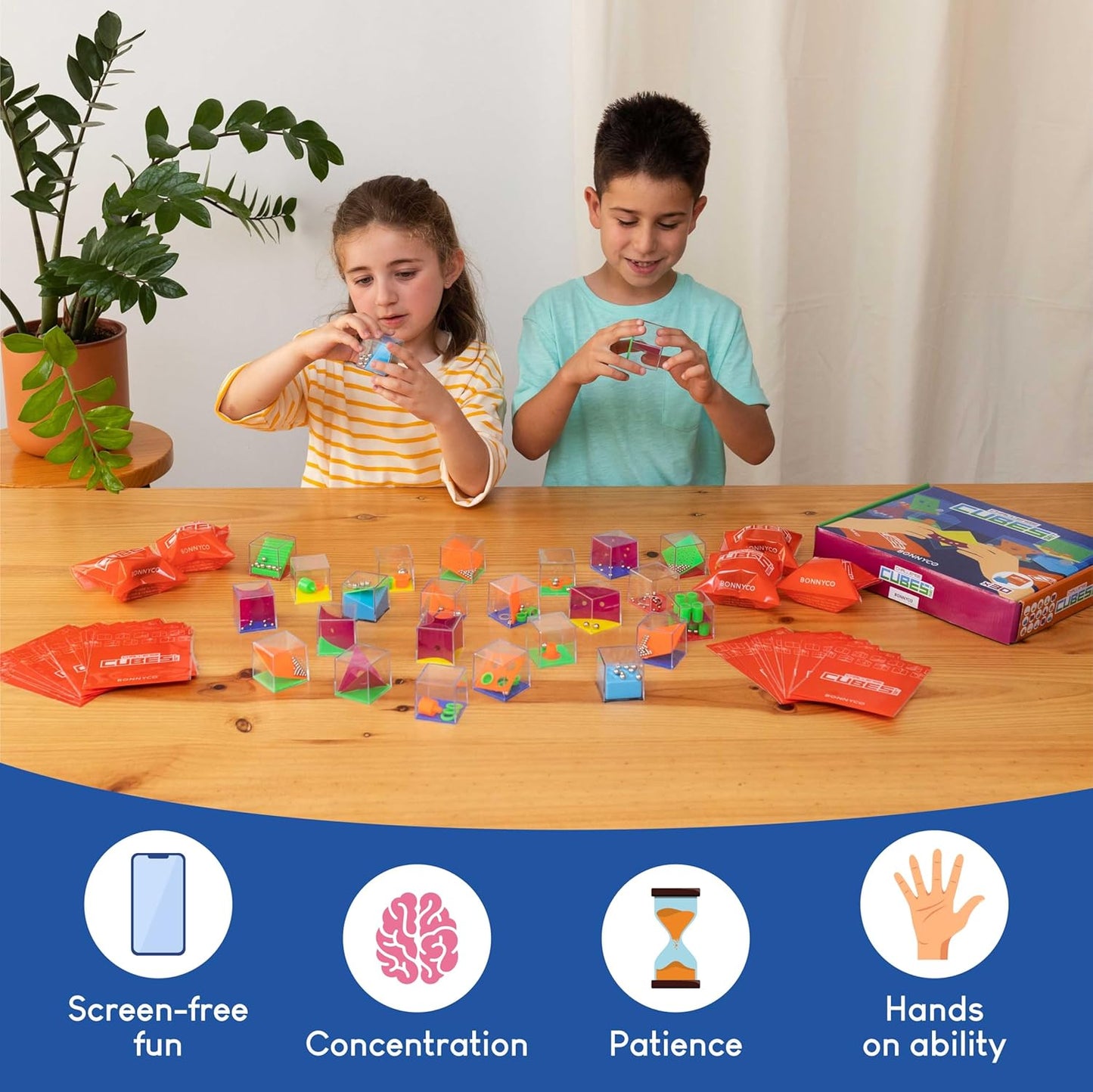 BONNYCO Brain Teaser Puzzles Cubes Kids Party Favors Pack 30 Pinata Goodie Bags Stuffers for Kids 3-5 4-8, Return Gifts for Birthday Party | Mini Puzzle Games, Classroom Prizes | Rewards Stocking