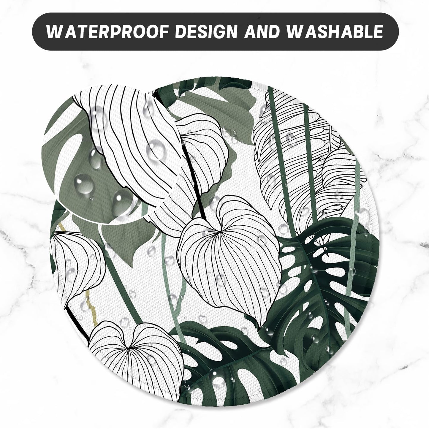 ITNRSIIET Round Mouse Pad with Stitched Edge Premium-Textured Waterproof Non-Slip Rubber Base Desktop Protection Mat Diameter 8.7 inches, Tropical Plant