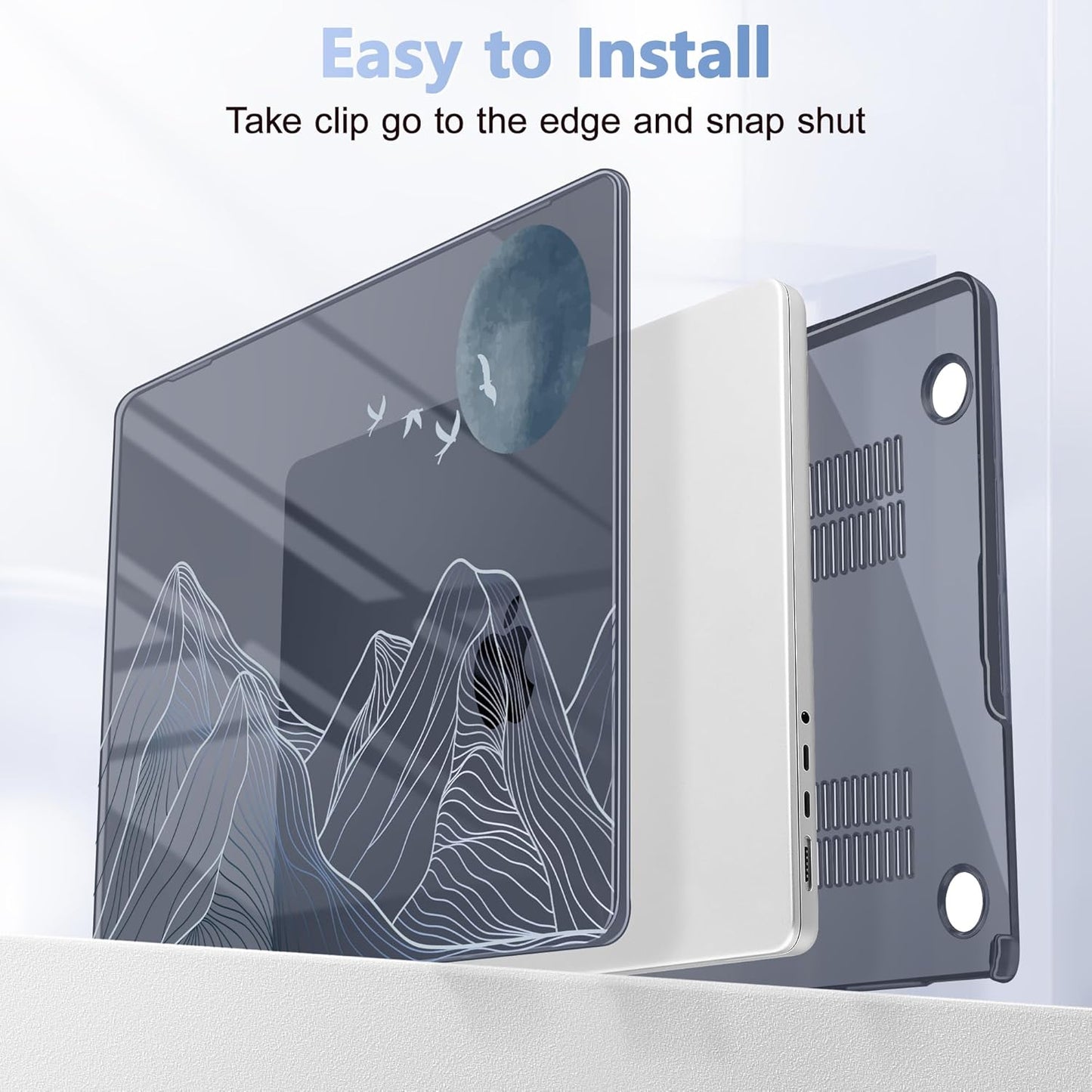 for MacBook Pro 16 inch Case 2021 2022 2023 2024 Release A3186 A3403 M4 A2991 M3 A2780 M2 A2485 M1 Pro/Max, Hard Shell Case with Screen Protector & Keyboard Cover, Abstract Mountain