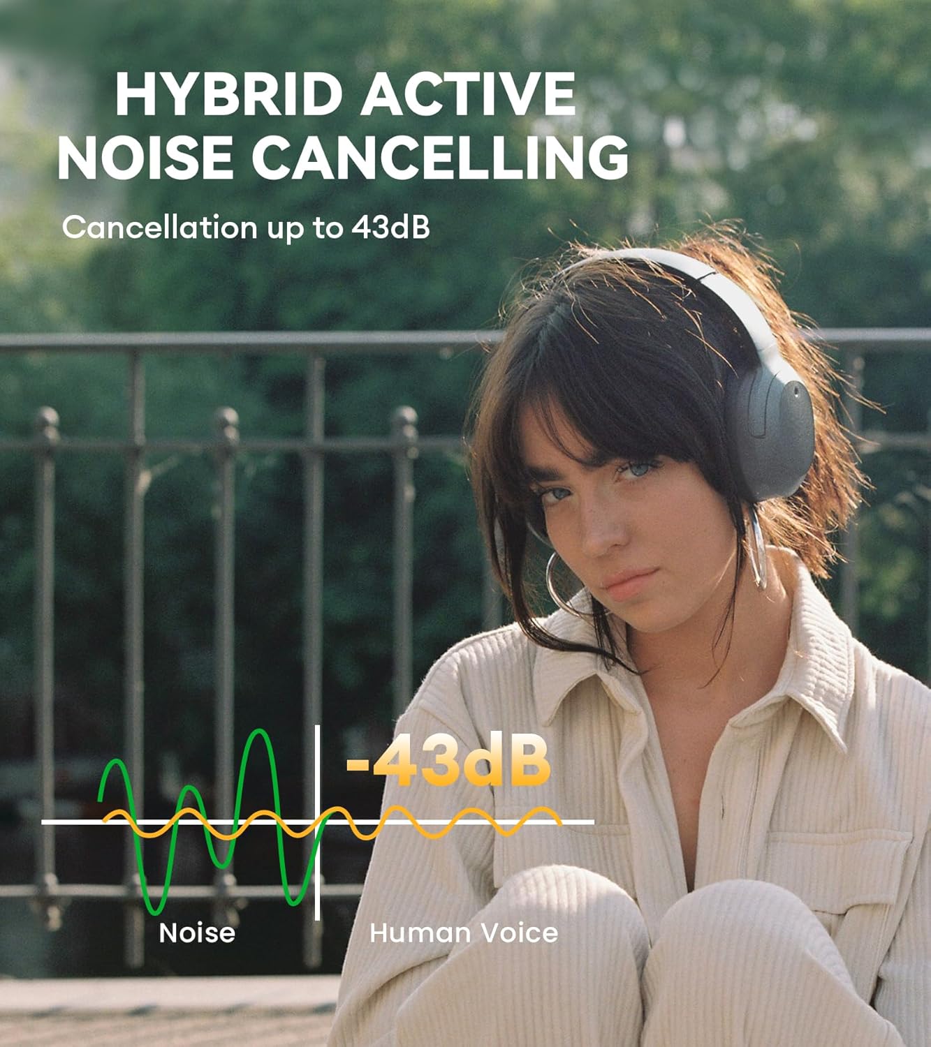 Edifier W820NB Plus Hybrid Active Noise Cancelling Headphones - LDAC Codec - Hi-Res Audio - Fast Charge - Over Ear Bluetooth V5.2 Headphones for Travel, Flight, Train, and Commute- Gray