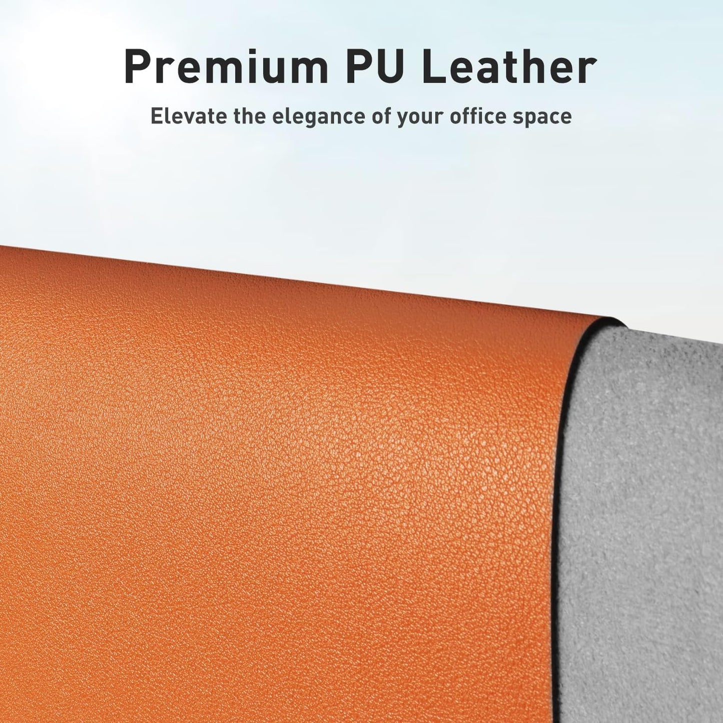 Aothia Leather Desk Pad Protector, Office Desk Mat, Large Mouse Pad, Non-Slip PU Leather Desk Blotter, Laptop Desk Pad, Waterproof Desk Writing Pad for Office and Home (48"x17", Hermes Orange)