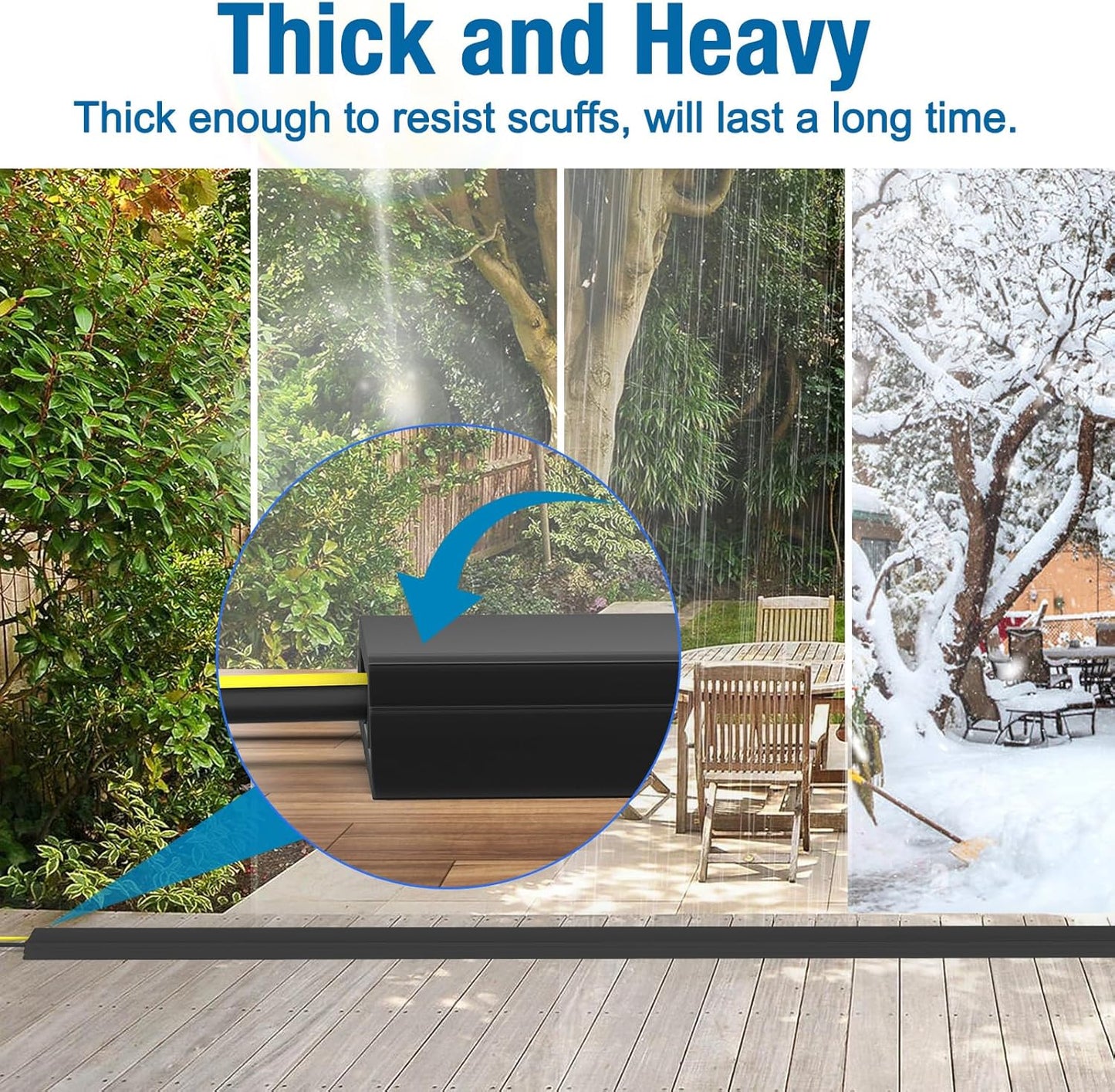 Eapele 4 ft Floor Cord Cover Heavy Duty Cable Protector, Easy to Unroll, Prevent Trip Hazard for Home Office or Outdoor Settings (Black)