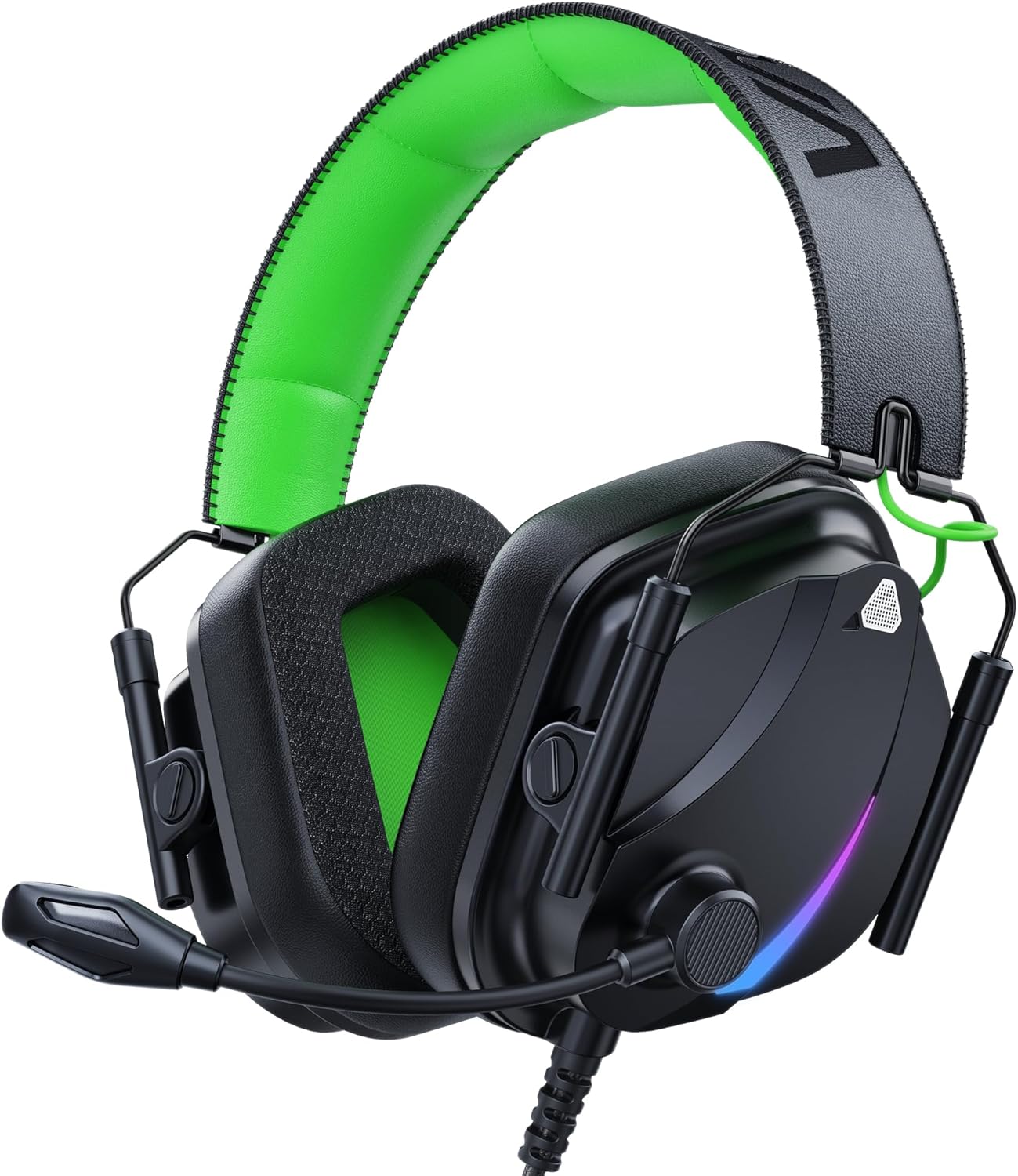 HW12 Gaming Headset for PC,PS5,PS4,Xbox One,Switch,Gaming Headphones with Microphone Wired Headset with 3.5mm Audio Jack (Black/Green)