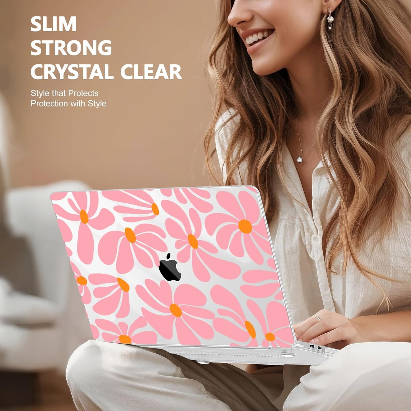 May Chen Case for MacBook Pro 13 inch M2 2023,2022,2021,2020 A2338 M1 A2251 A2289, Plastic Hard Shell Case for MacBook Pro 13" with Touch Bar Fits Touch ID, Groovy Flower
