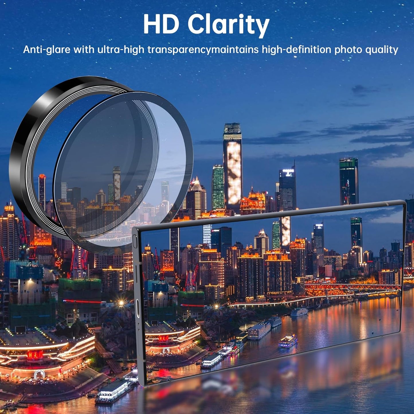 For Samsung Galaxy S24 Ultra Camera Lens Protector, Individual Lens Protector, Ultra HD 9H Tempered Glass Screen Protective Cover, Anti-scratch, Military Grade Drop Protection 2 Set. (Titanium Black, S24 Ultra)