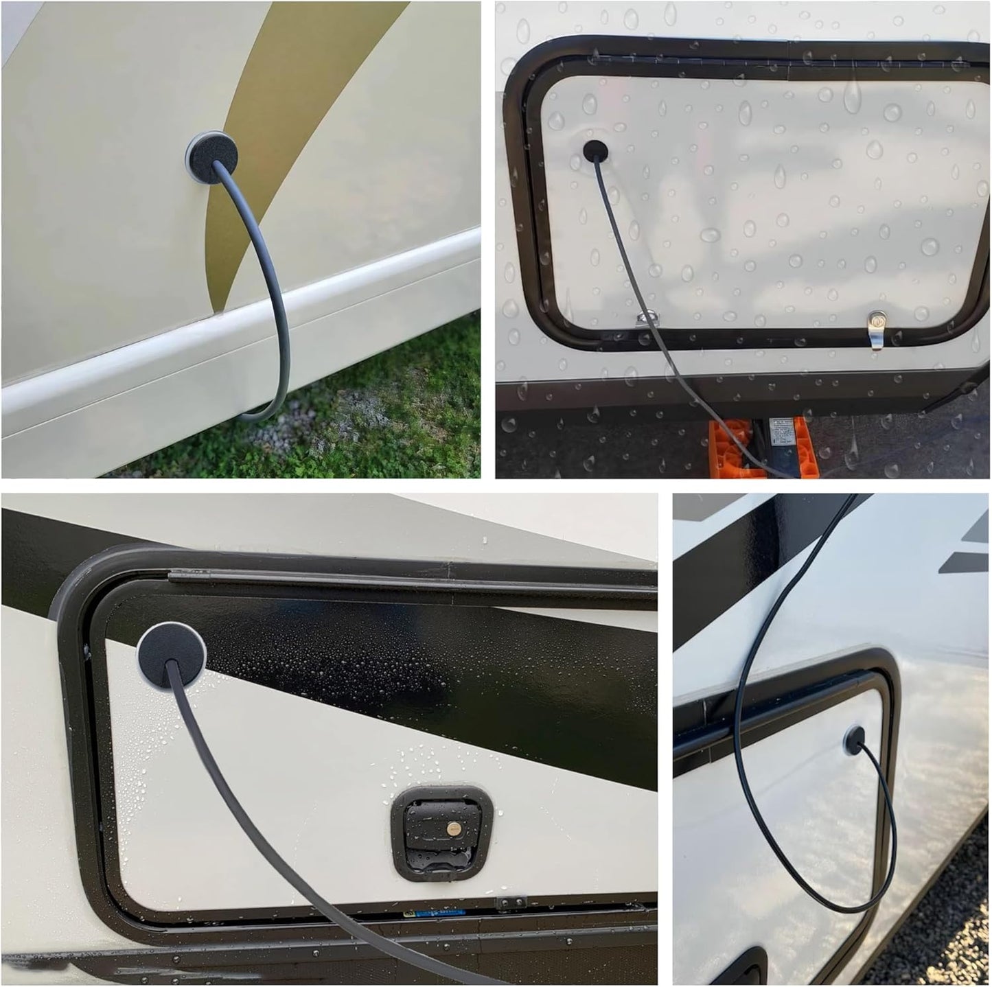 2Pcs RV Cable Passthrough for Starlink mini, RV Cable Grommet Compatible with Starlink, Ethernet, Coax, Water-Resistant and Anti-Drop RV Cable Routing(Black)