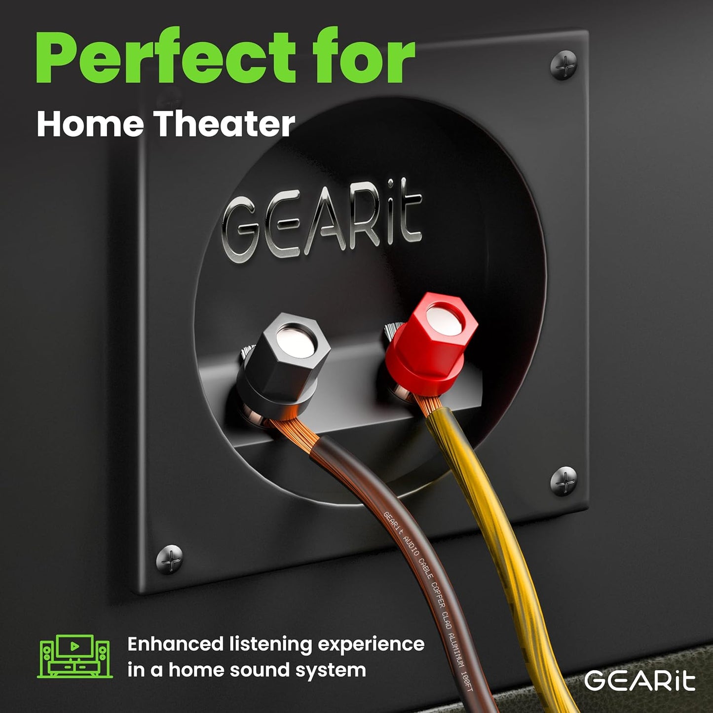 GEARit Speaker Wire 14 Gauge, Speaker Cable 100ft for Car Audio, Home Theater, CCA(Black Yellow)