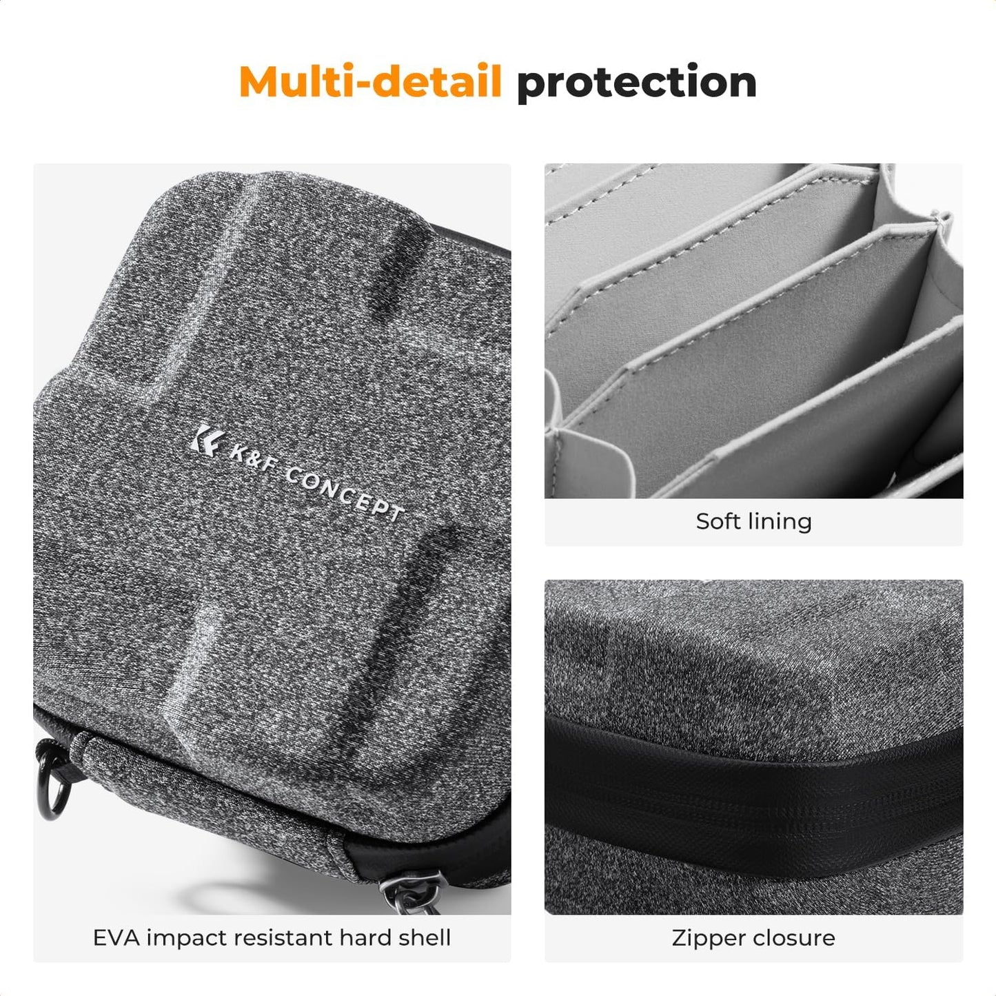 K&F Concept 10 in 1 Lens Filter Case, Hard Shell Camera Filter Pouch Up to 82mm with Hand Strap, Waterproof Camera Lens Filter Storage Wallet for ND UV CPL Filter Pouch