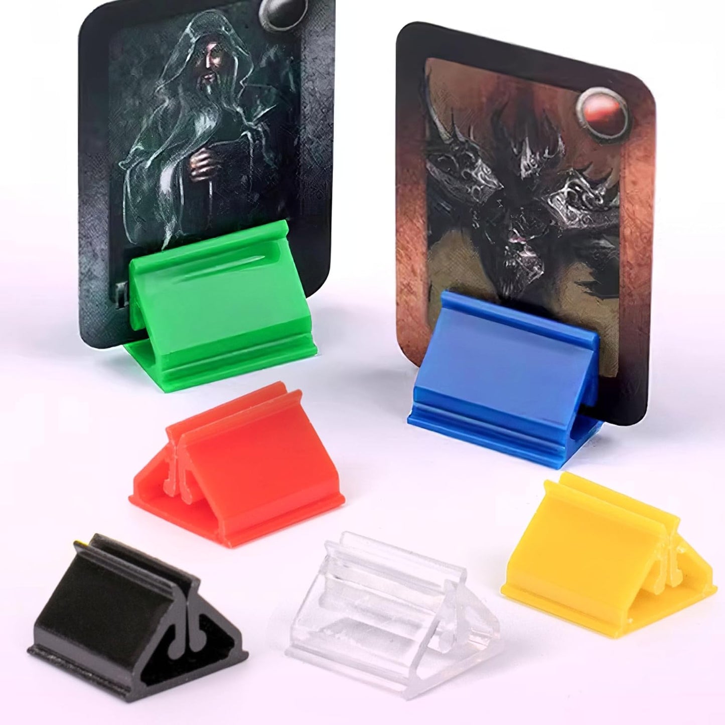 120 PCS Plastic Game Card Stands Colorful Blank Board Markers Holder for Price Tags Menus Labels Party Favor Supplies 6 Colors