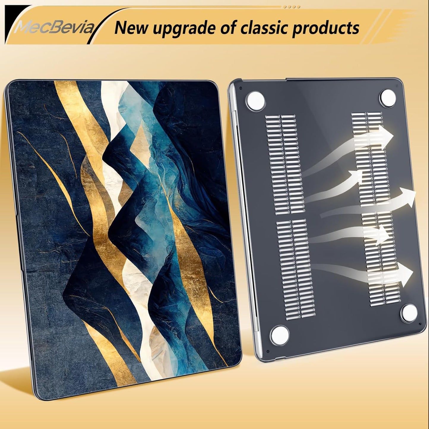 Compatible with MacBook Air 13.6 inch Case, M4 A3240/M3 A3113/M2 A2681 (Released 2025 to 2022), Hard Shell, Keyboard Cover, Screen Protector, Webcam Cover & Type-C Adapter, Mountain