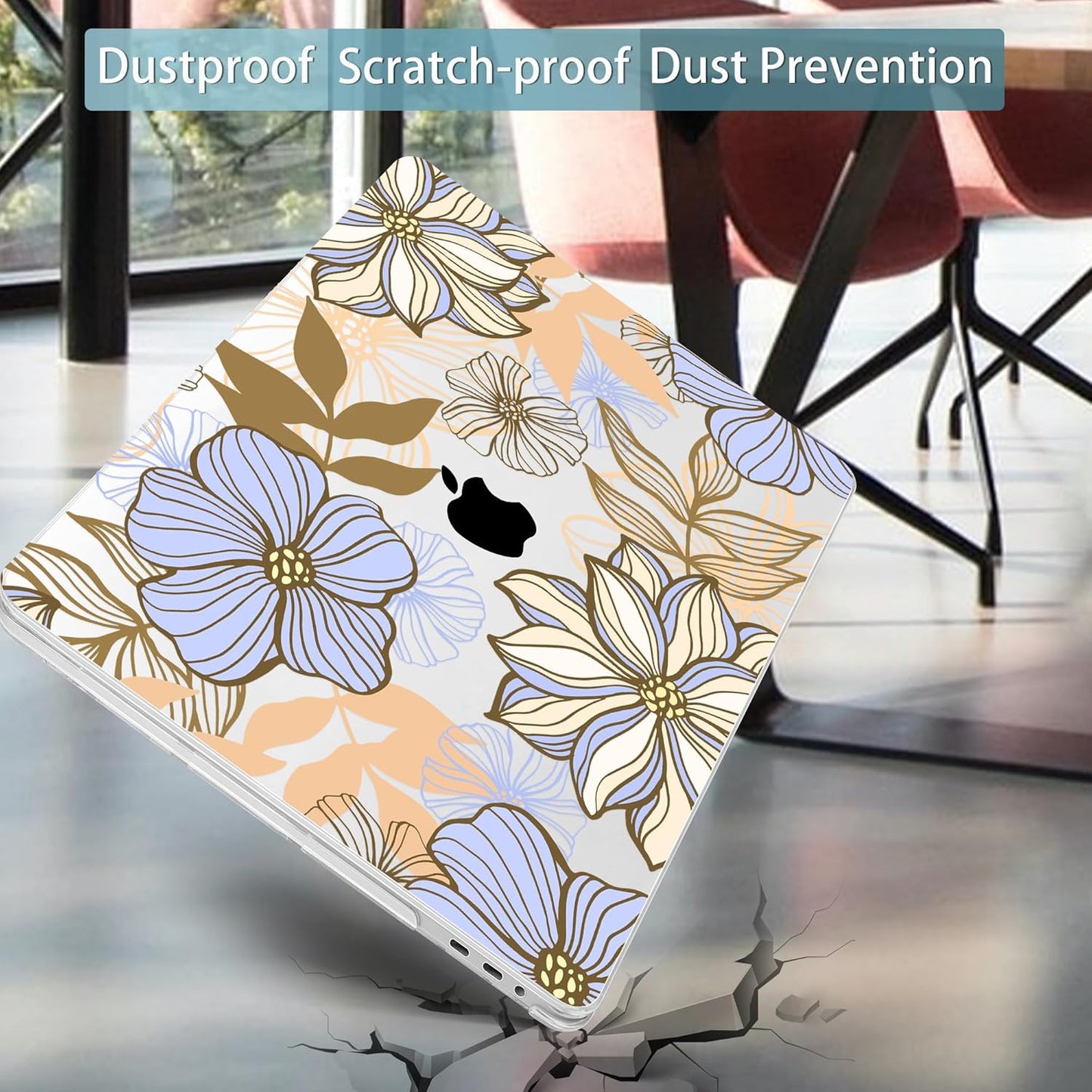 Mektron Case for MacBook Pro 16 Inch A2141 Cover 2019 Release 16" with Liquid Retina Display/Touch ID, Plastic Hard Shell with Keyboard Skin & Screen Protector & Dust Plug, Abstract Floral