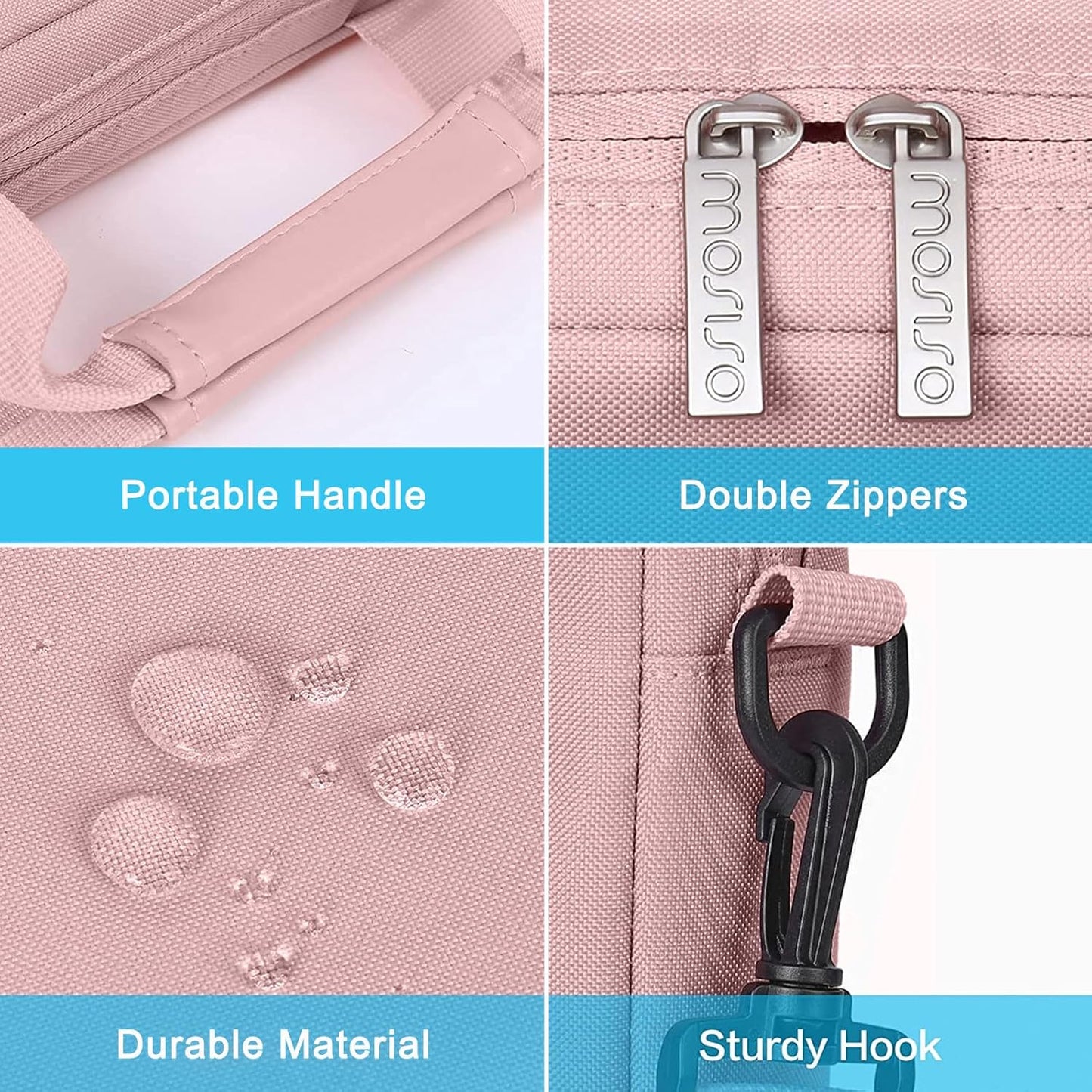 MOSISO Laptop Shoulder Bag, Computer Bag with 2 Raised&1 Flapover&1 Horizontal Pocket&Handle&Belt