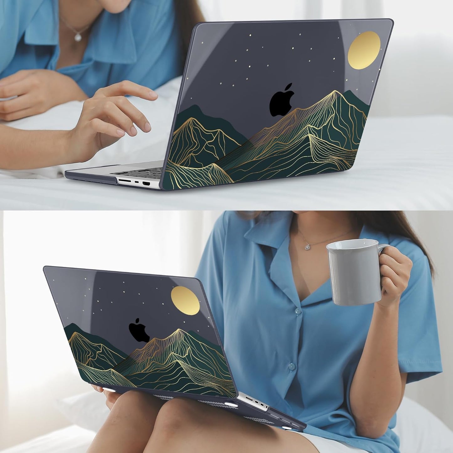Mektron Case for MacBook Pro 16" M4 A3403 A3186 M3 A2991 M2 A2780 M1 A2485 (2021/2023/2024) Pro/Max with Touch ID, Hard Shell Plastic Laptop Cover Keyboard Cover, Abstract Mountain C112