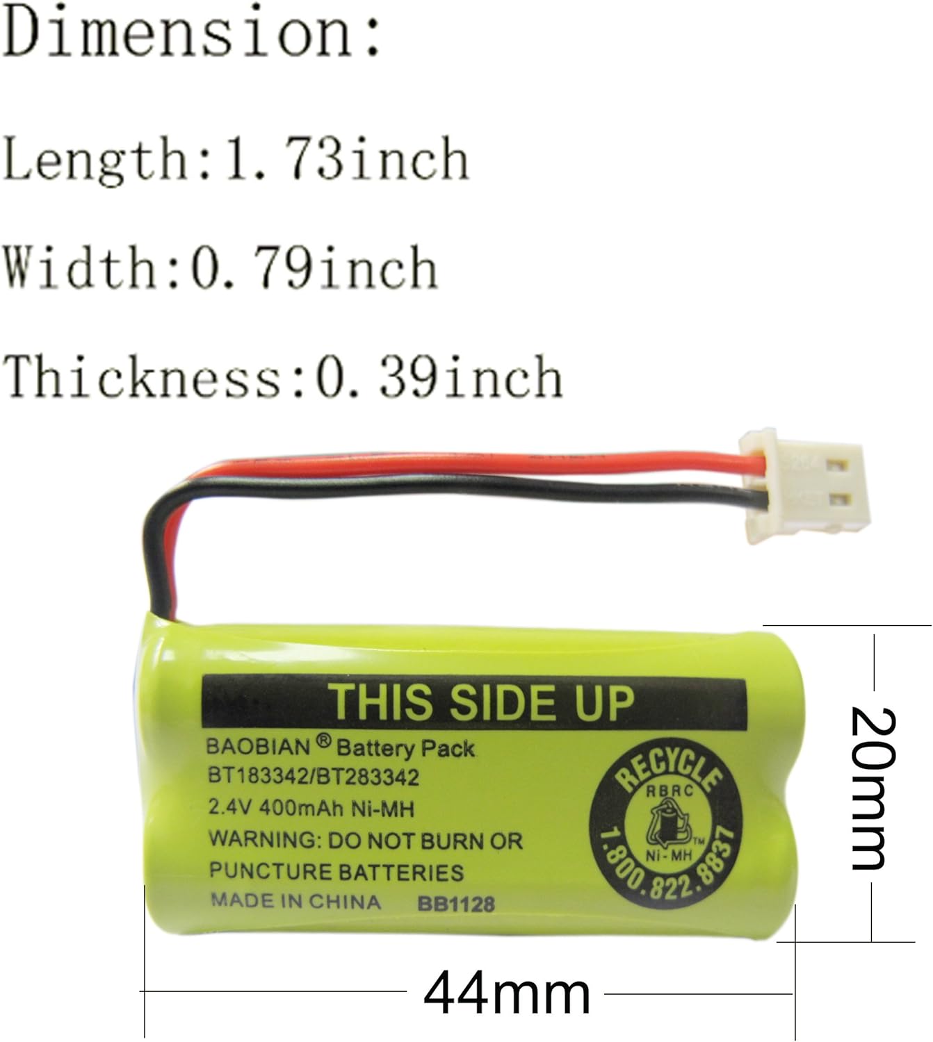 2.4V 400mAh Cordless Home Phone Battery Compatible with AT&T BT162342 BT-162342 BT166342 BT-166342 BT266342 BT-266342 BT183342 BT-183342 BT283342 BT-283342 VTech CS6329 CS6114 CS6419(4 Pack)