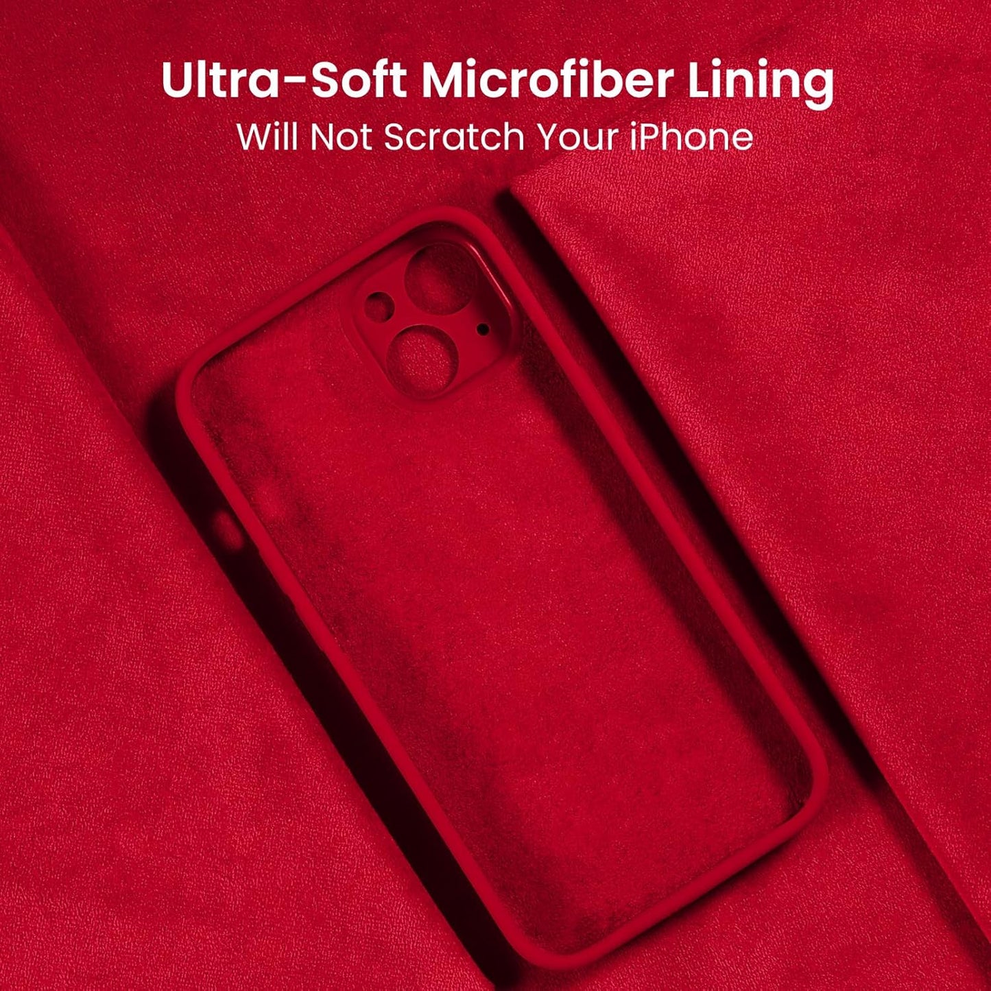 FireNova Designed for iPhone 13 Case, Silicone Upgraded [Camera Protection] Phone Case with [2 Screen Protectors], Soft Anti-Scratch Microfiber Lining Inside, 6.1 inch, Deep Red