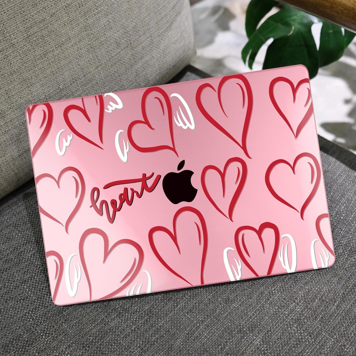 MEEgoodo Case for MacBook Pro 13 inch Case 2022 2021 2020 New A2338 M2/M1 A2251 A2289, Laptop Hard Shell with Keyboard & Camera Cover Compatible with 13 inch MacBook Pro, Heart with White Wings