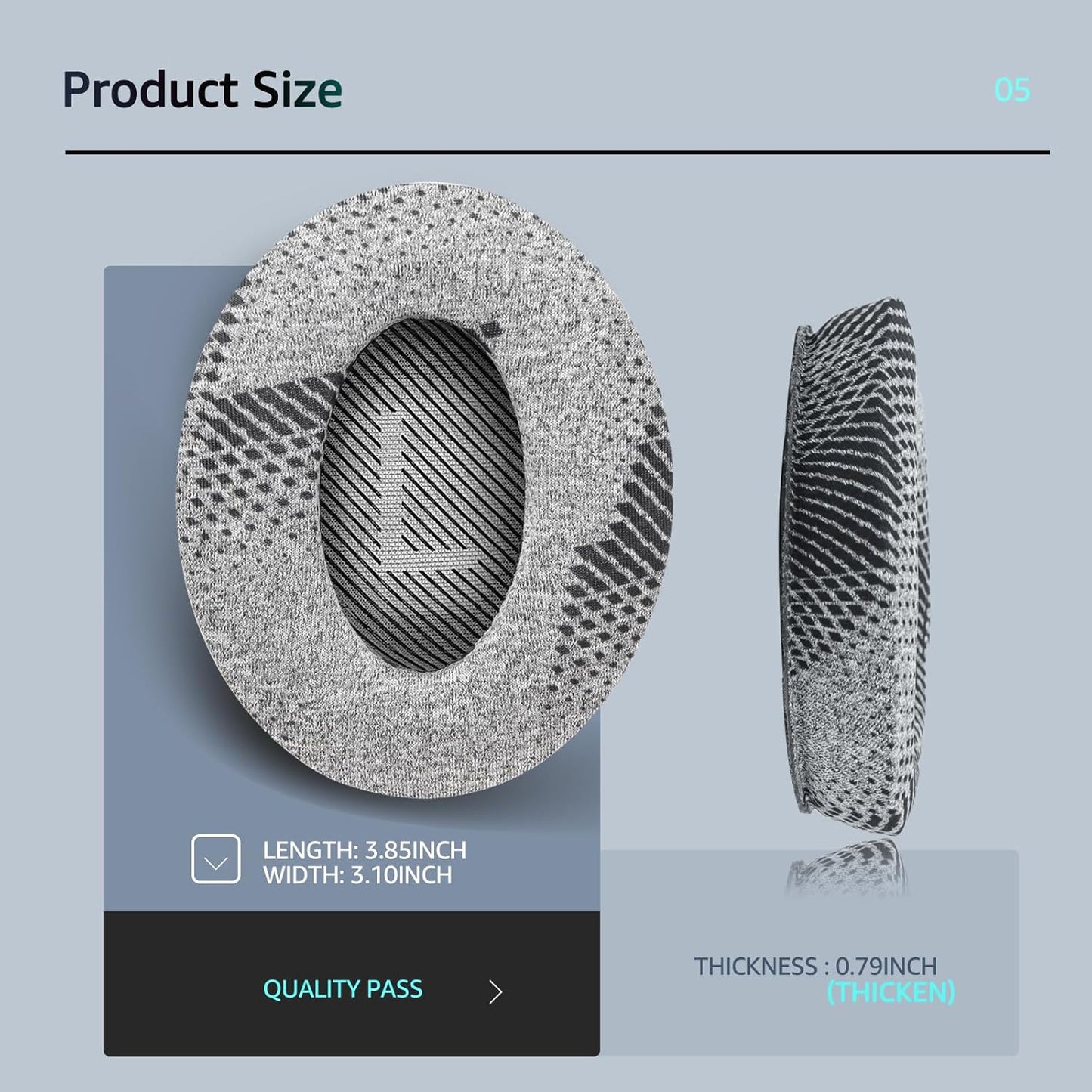 Cooling-Gel QuietComfort 35 / QC35 ii Replacement Ear Pads for Bose Headphones, Also Fit for Bose QC45 QC35 QC25 QC2 QC15/ Around-Ear 2 AE2i AE2w/ SoundTrue & SoundLink Series, Dark Grey