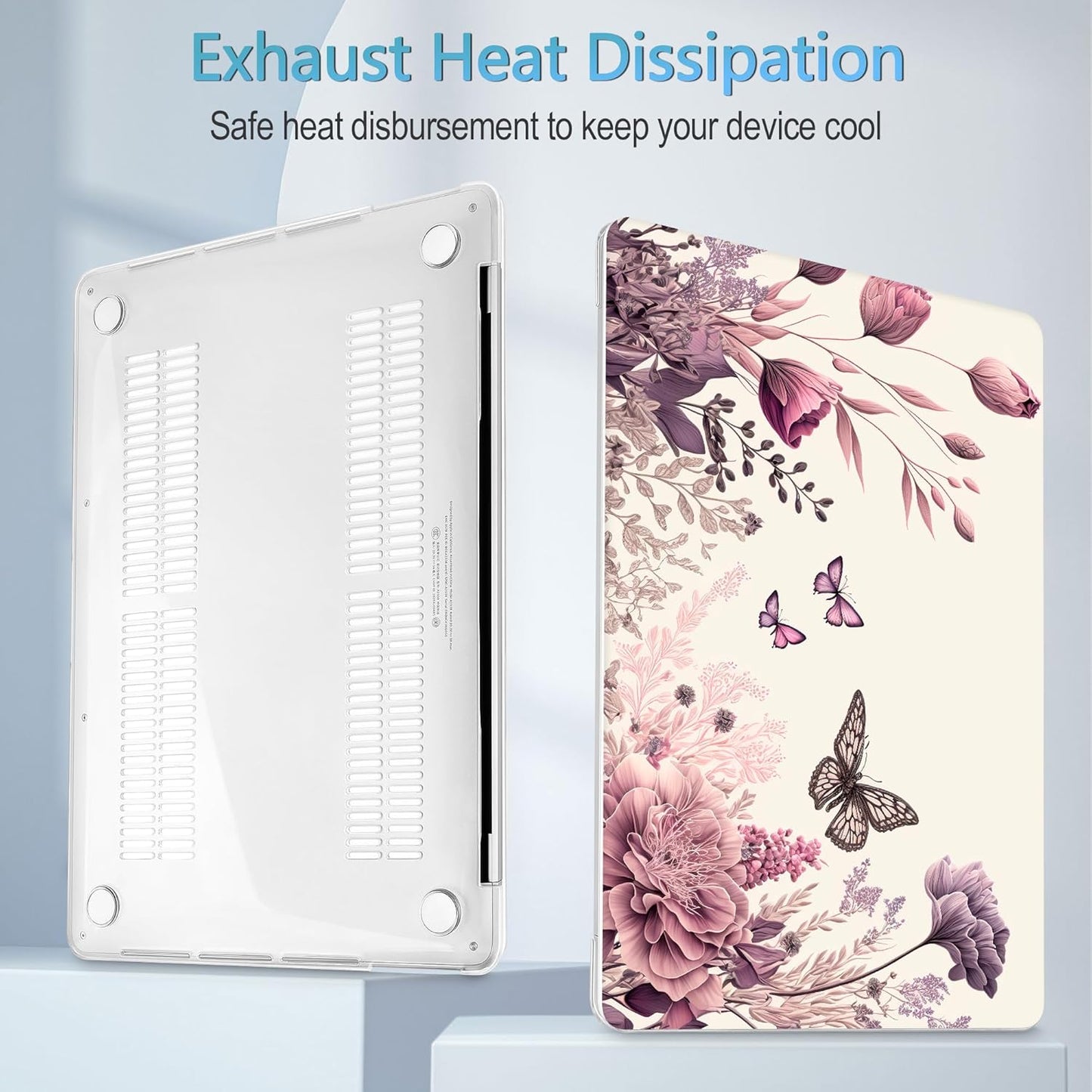 Mektron for MacBook Pro 13-inch Case 2022 2021 2020 Release A2338 M2 M1 A2289 A2251, Printed Plastic Hard Shell Cover for New MacBook Pro 13.3-inch Touch Bar Fits Touch ID, Butterfly Flower C074