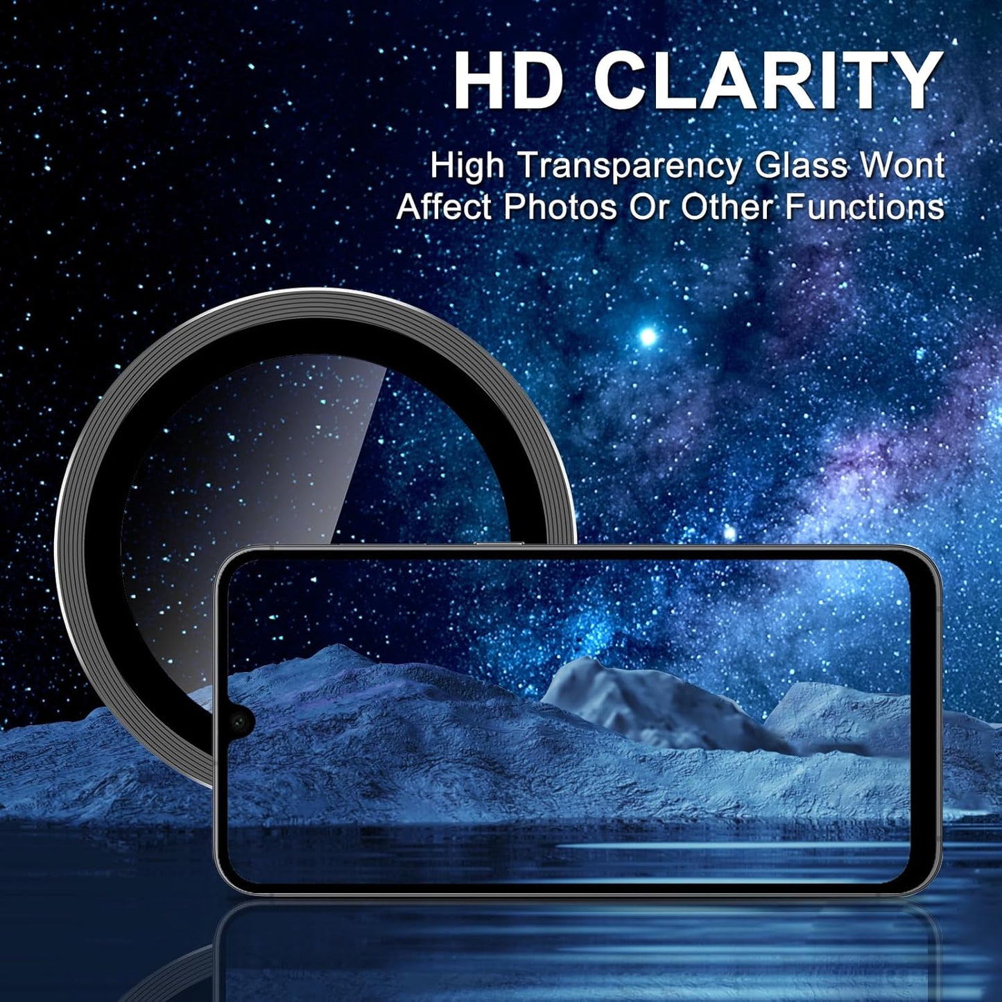 for Samsung Galaxy A16 Camera Lens Protector, Individual Metal Ring Tempered Glass Lens Cover, [Strong Adsorption] Scratch Resistant Ultra-Thin HD Clear Lens Cover, 1 Set-Black