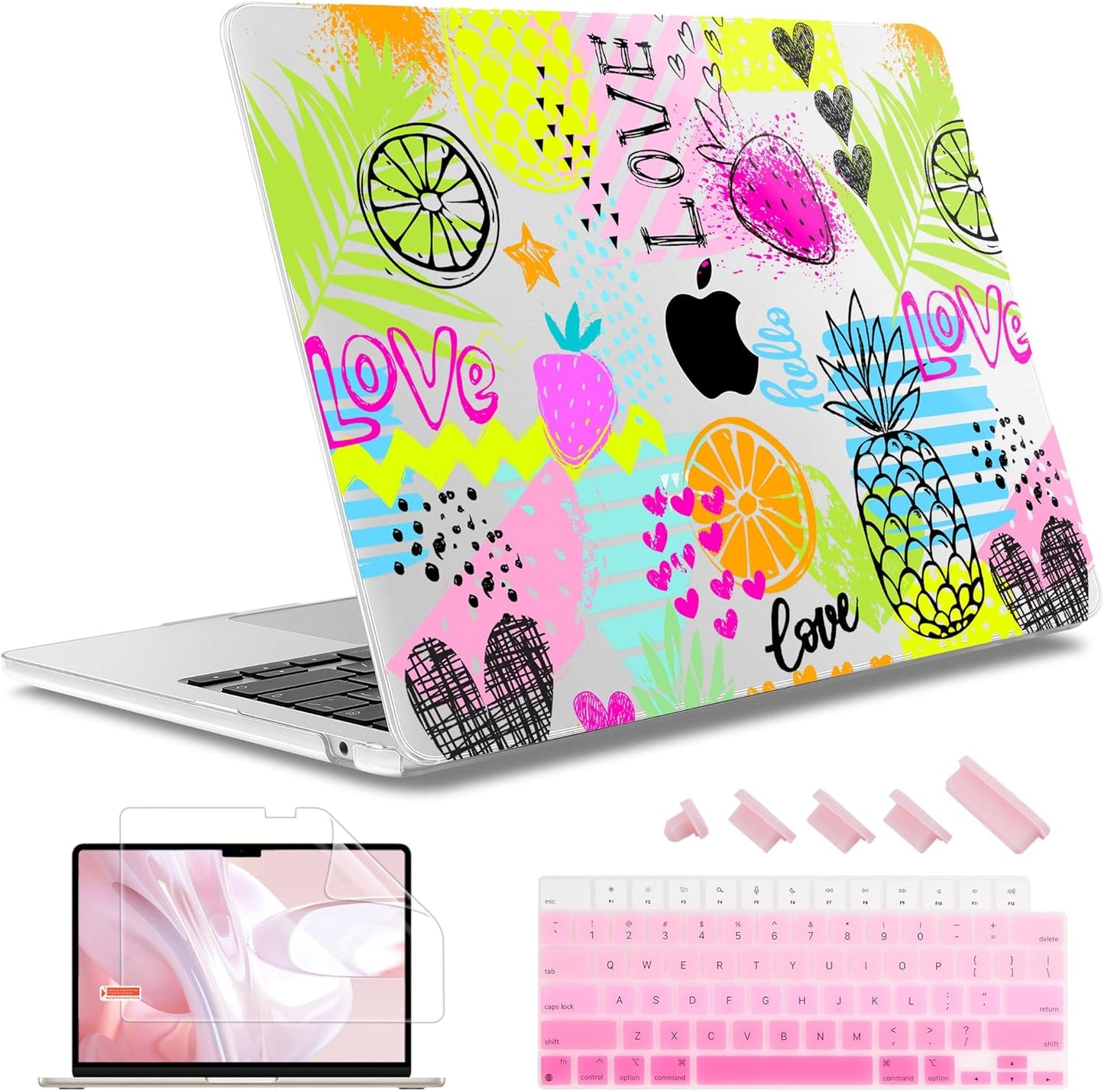 May Chen for MacBook Air 13.6 Inch Case 2025/2024/2023/2022 Release (Model A2681 A3113 A3240, M2 M3 M4 Chip) – Hard Shell Laptop Cover with Keyboard Cover & Screen Protector， Seamless Fruit