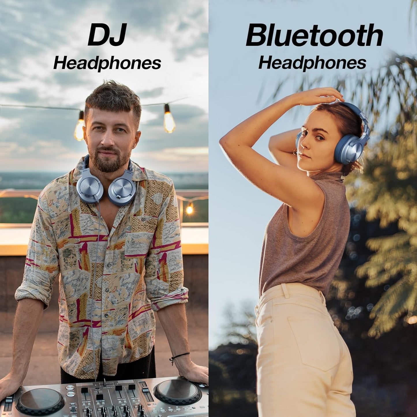 OneOdio A70 Bluetooth Over Ear Headphones, Wireless Headphones w/ 72H Playtime, Hi-Res, 3.5mm/6.35mm Wired Audio Jack for Studio Monitor & Mixing DJ Guitar AMP, Computer Laptop PC Tablet - Sky Blue