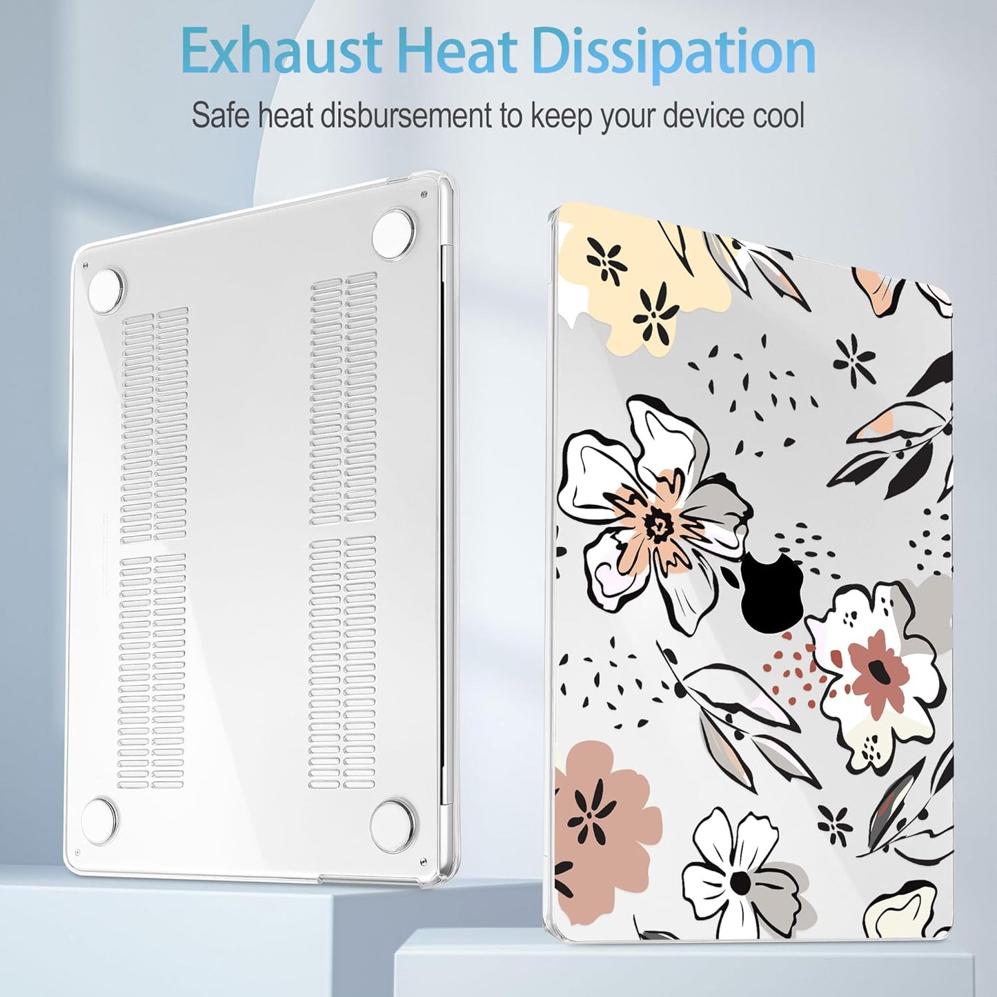 Mektron for 2025 M4 MacBook Air 13.6 Inch A3240 Case Fits 2023 A2681 M2 2024 A3113 M3 Chip with Liquid Retina Display Touch ID, Printed Plastic Hard Shell Cover for MacBook Air 13.6", Floral C383