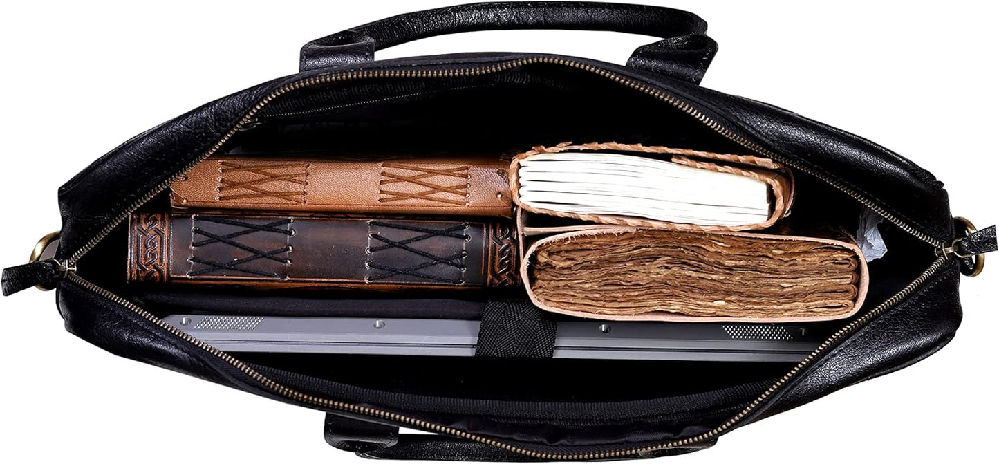 VC VINTAGE COUTURE Leather briefcase bag for men Leather Laptop Bags For Men and Women Travel Messenger Bag