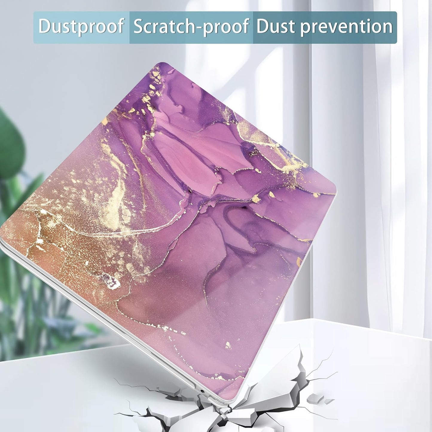 May Chen for MacBook Air 13.6 inch Case A3240 M4 A3113 M3 A2681 M2 with Retina Dispaly, 2025 2024 2023 2022 Release, Plastic Hard Shell Case with Screen Protector & Keyboard Cover, Purple Marble