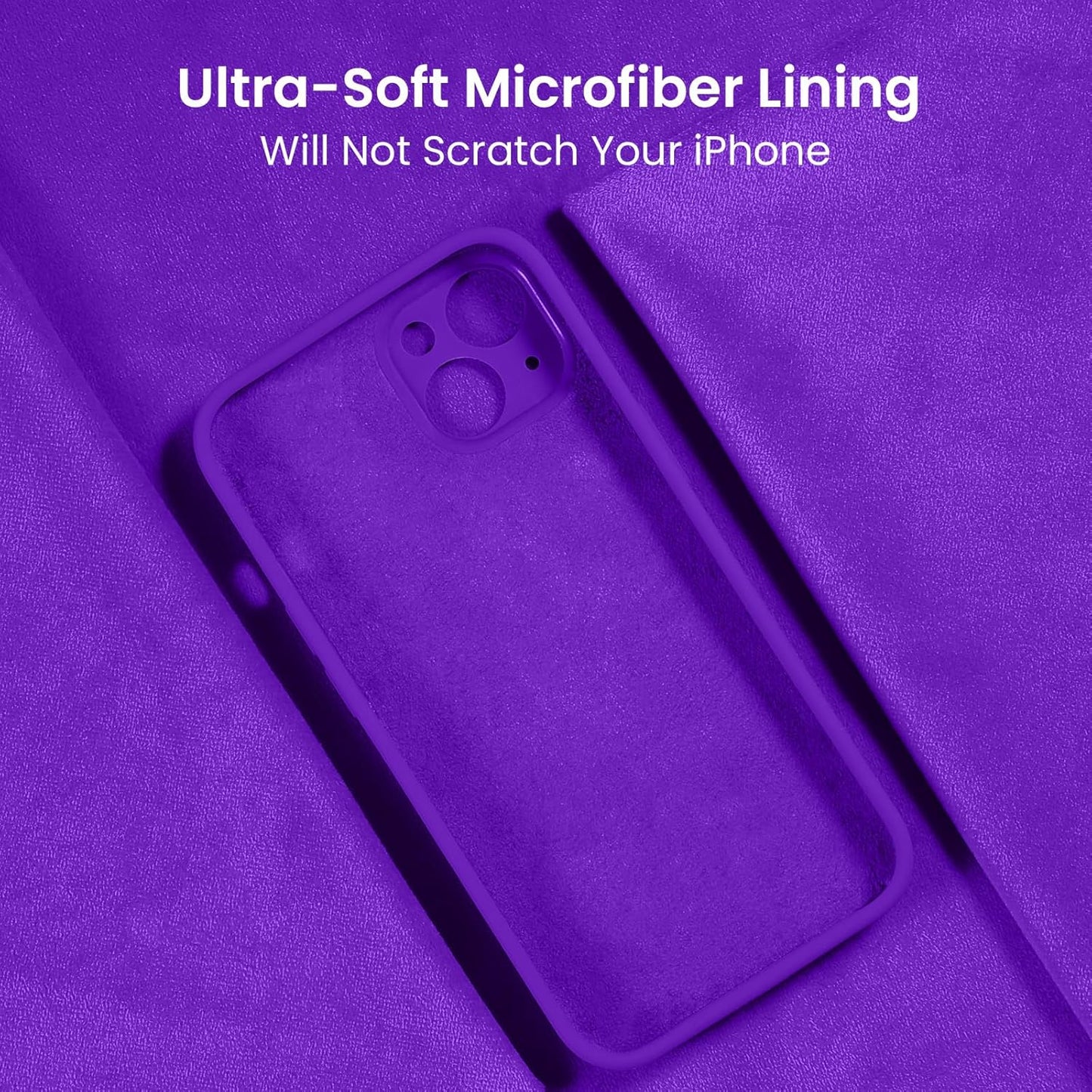 FireNova Designed for iPhone 13 Case, Silicone Upgraded [Camera Protection] Phone Case with [2 Screen Protectors], Soft Anti-Scratch Microfiber Lining Inside, 6.1 inch, Neon Purple