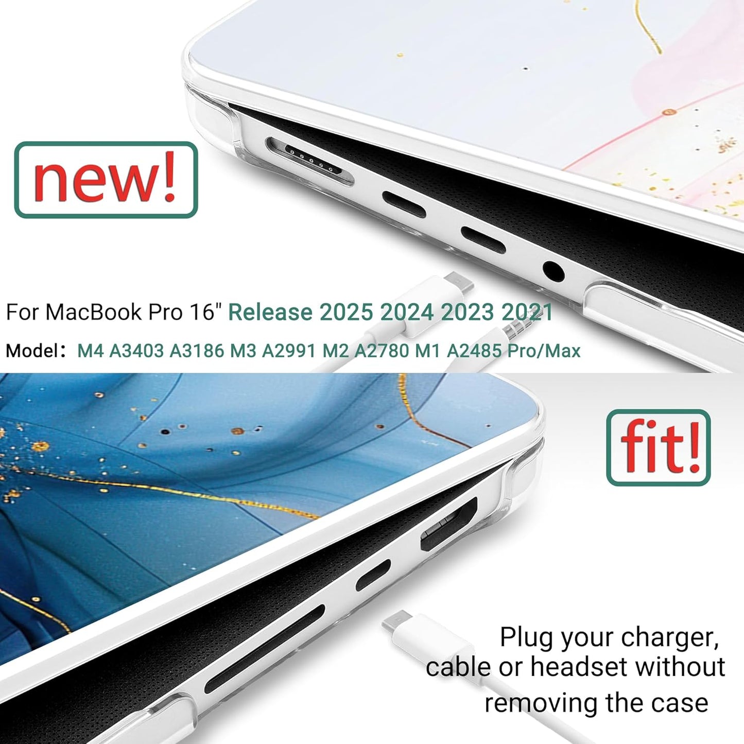 DONGKE for M4 MacBook Pro 16 Inch Case 2024 2023 2021 A3403 A3186 M3 A2991 M2 A2780 M1 A2485 Pro/Max Chip, Plastic Hard Shell Case & Keyboard Cover for Mac Pro 16 with Touch ID, Soft Flowing Colors