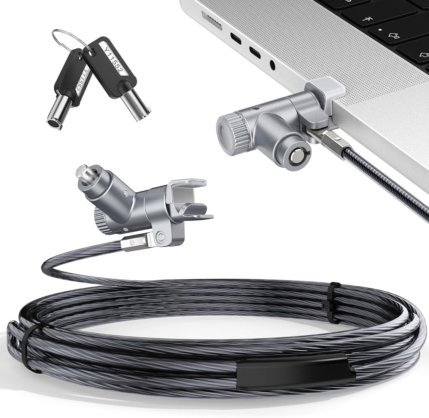 AboveTEK Laptop Locking Cable for MacBook Pro 14/16 (2021–2024), Anti-Theft Keyed Laptop Security Lock, 6.56ft Cut-Resistant Steel Computer Lock Cable, Rotatable & Portable Design