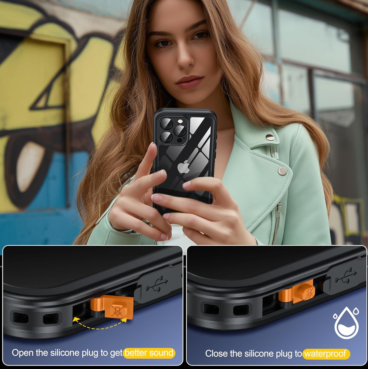 for iPhone 16 Pro Max Case Waterproof, Built-in Privacy Screen & HD Screen Double Front Frame [IP68 Underwater] Shockproof Dustproof Full Body Protection iPhone 16 Pro Max Phone Case