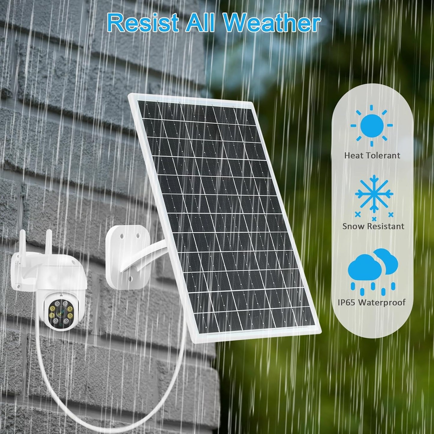 FUTUREZEN 13W Solar Panel for Security Cameras & Trail Cameras, USB-C, Micro USB & 5.5x2.1mm DC Output, IP66 Waterproof, 360° Adjustable Mount, 7.2FT Cable